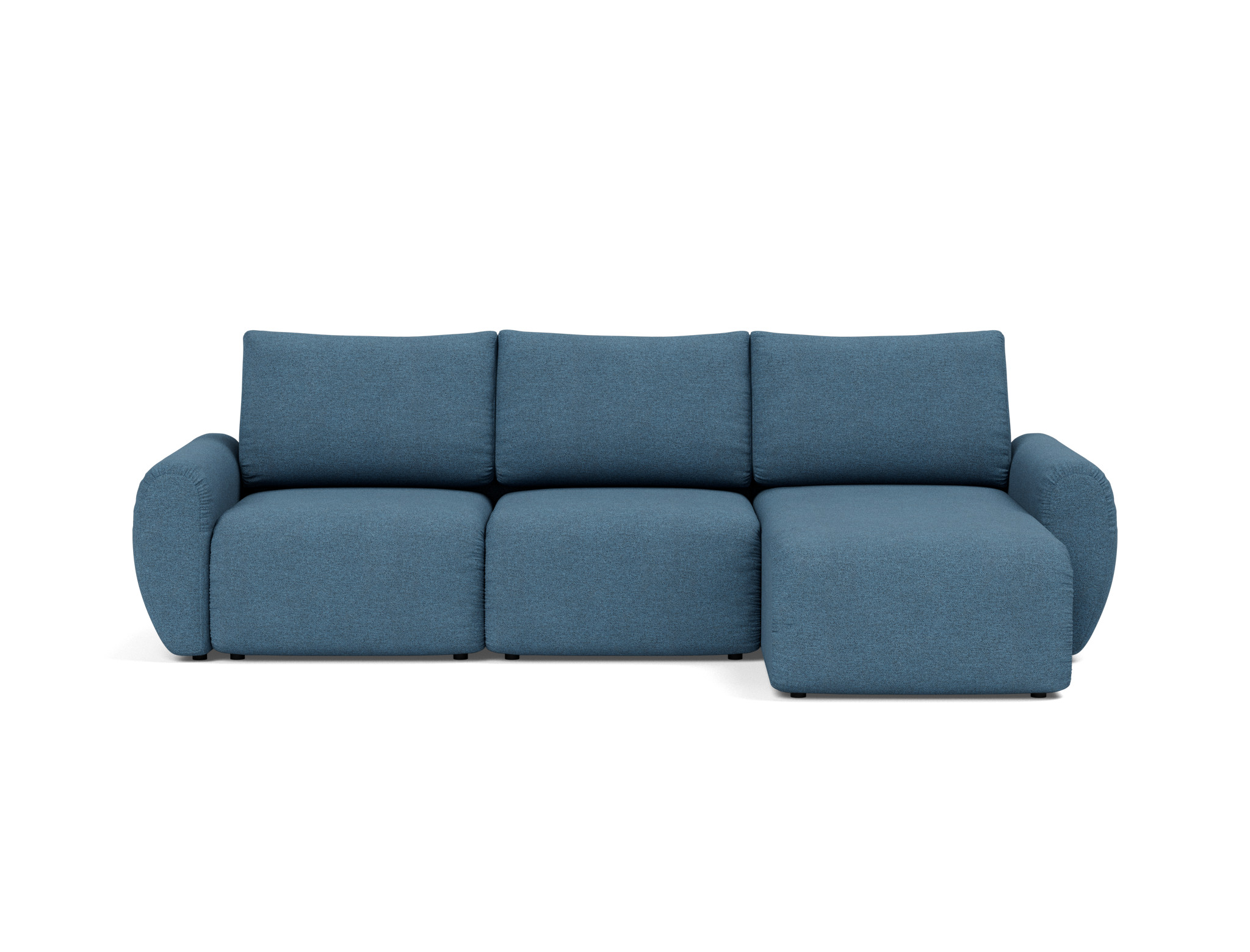 Schlafsofa Norum mit Chaiselongue und Curve-Armlehnen Strukturierter Stoff Weda 302-Weda-Blue