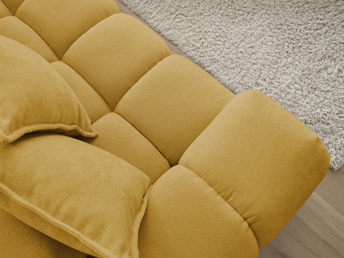 Bobochic Everest Ecksofa, 10 Kissen Strukturstoff Gelb Ecke rechts