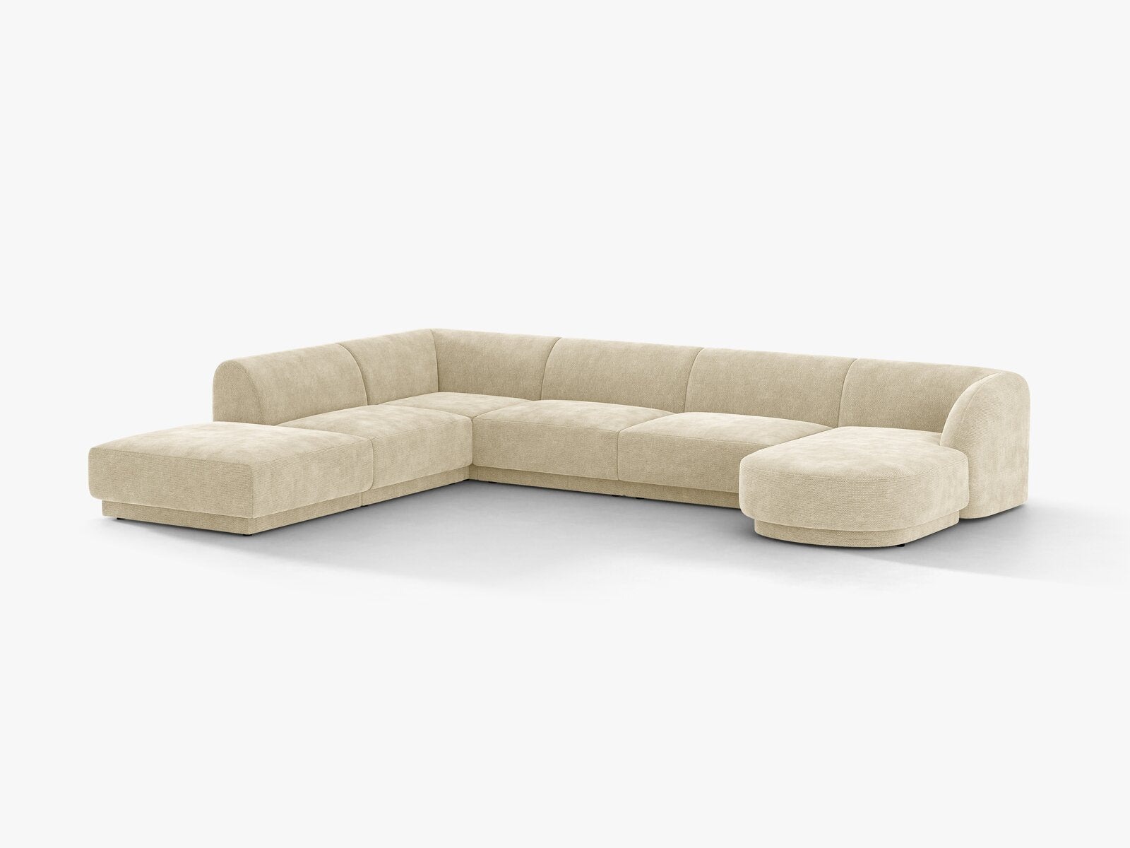 Micadoni Panorama-Ecksofa Miley 6-Sitzer Links Chenille Haga Helles Beige