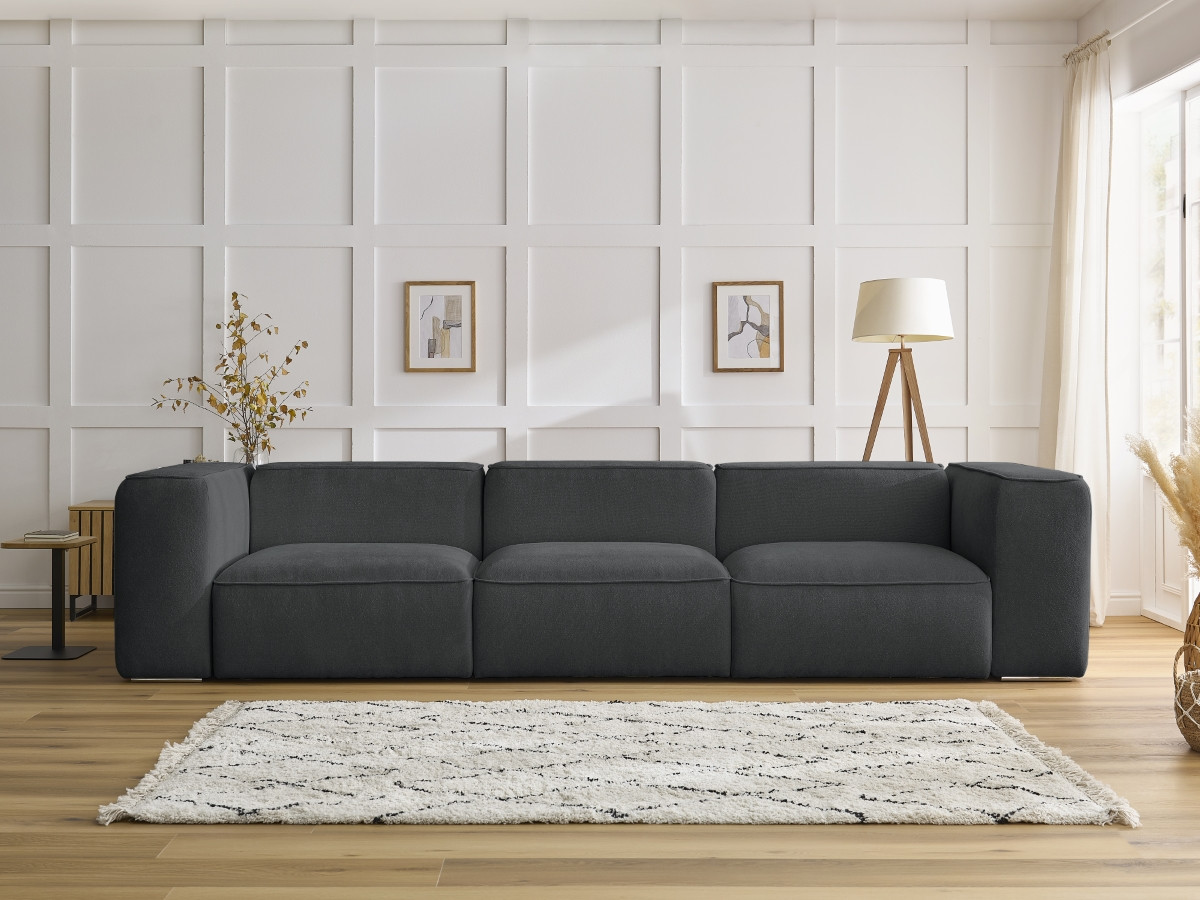 Bobochic Zephyr Sofa 3-Sitzer Strukturstoff Dunkelgrau