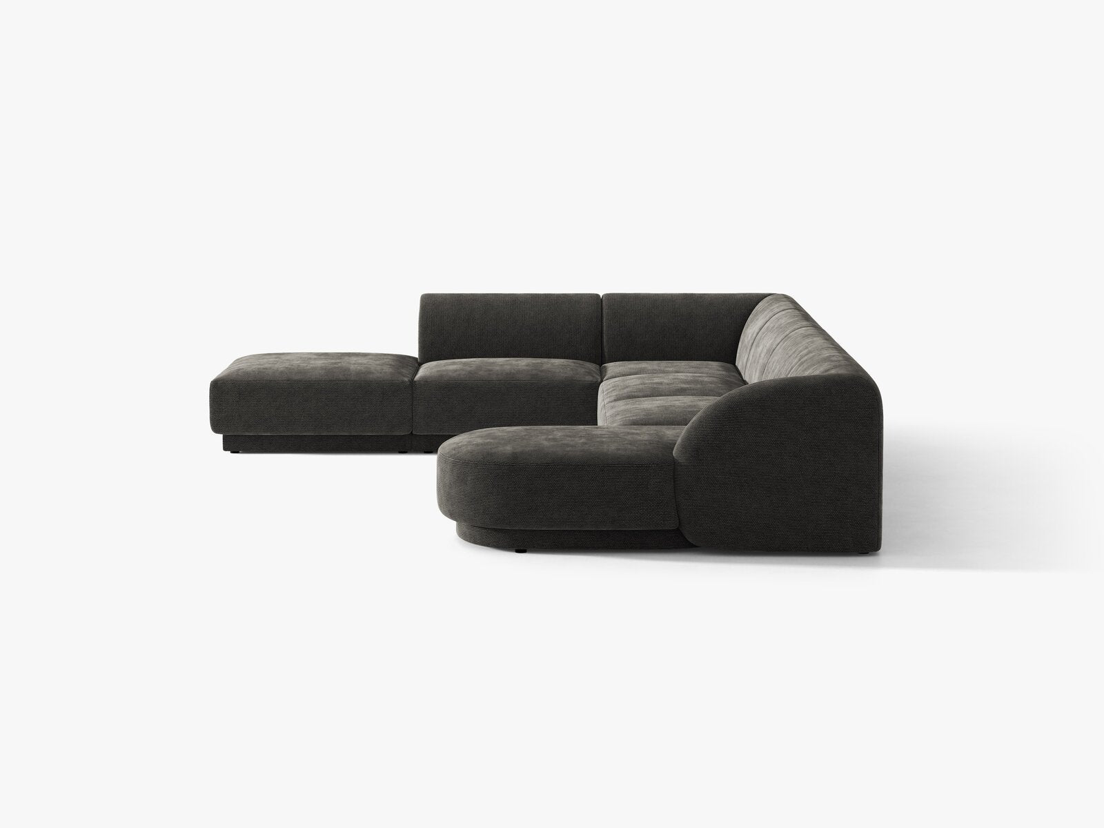 Micadoni Panorama-Ecksofa Miley 6-Sitzer Chenille Eden Dunkelgrau Links