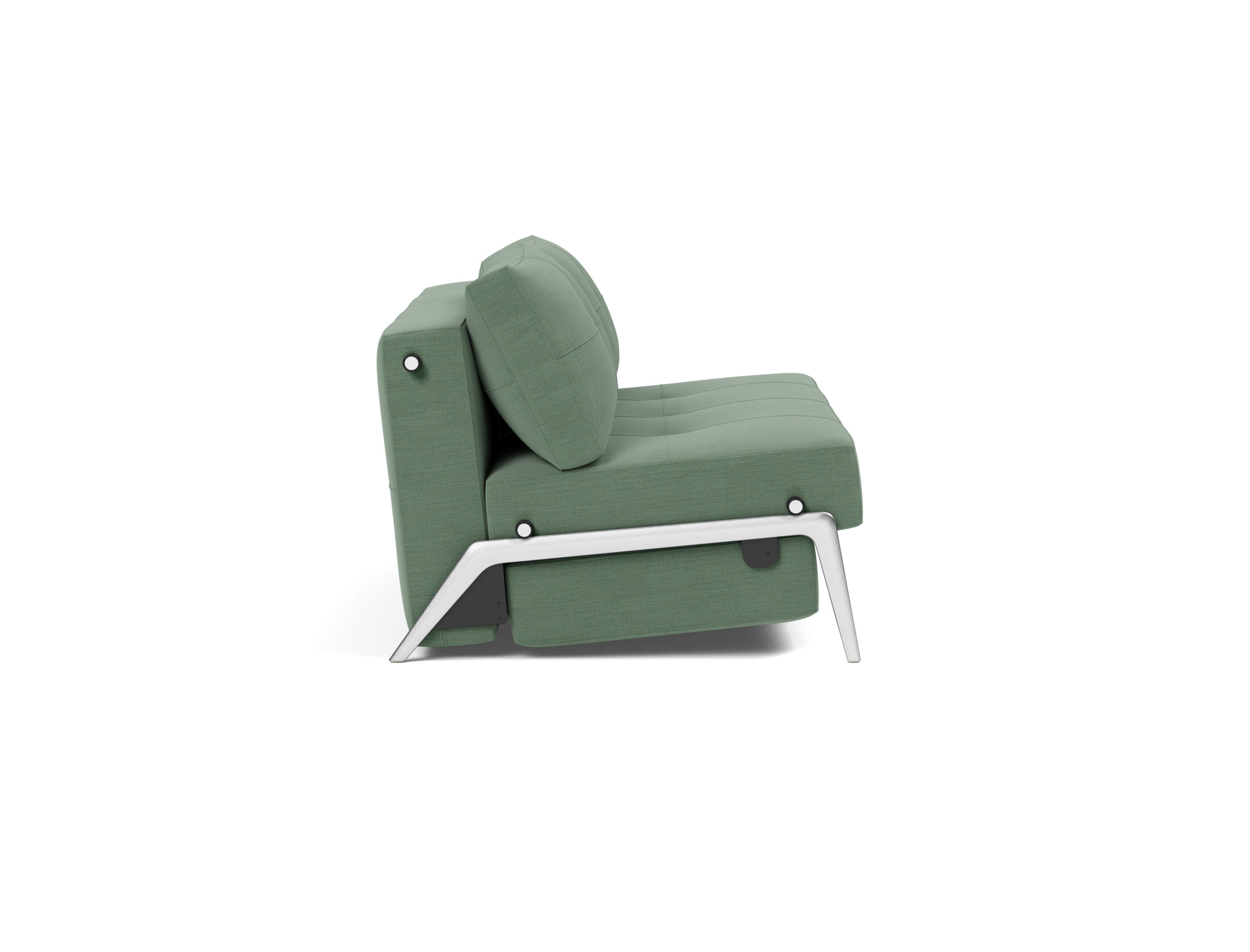 Schlafsofa Cubed 140 Flachgewebe Elegance 518-Green Beine Aluminium