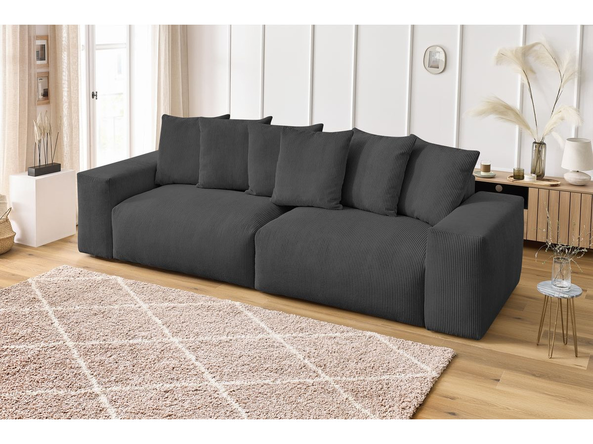 Bobochic Voltaire Sofa 4-Sitzer 320 × 124 cm Cordsamt Dunkelgrau