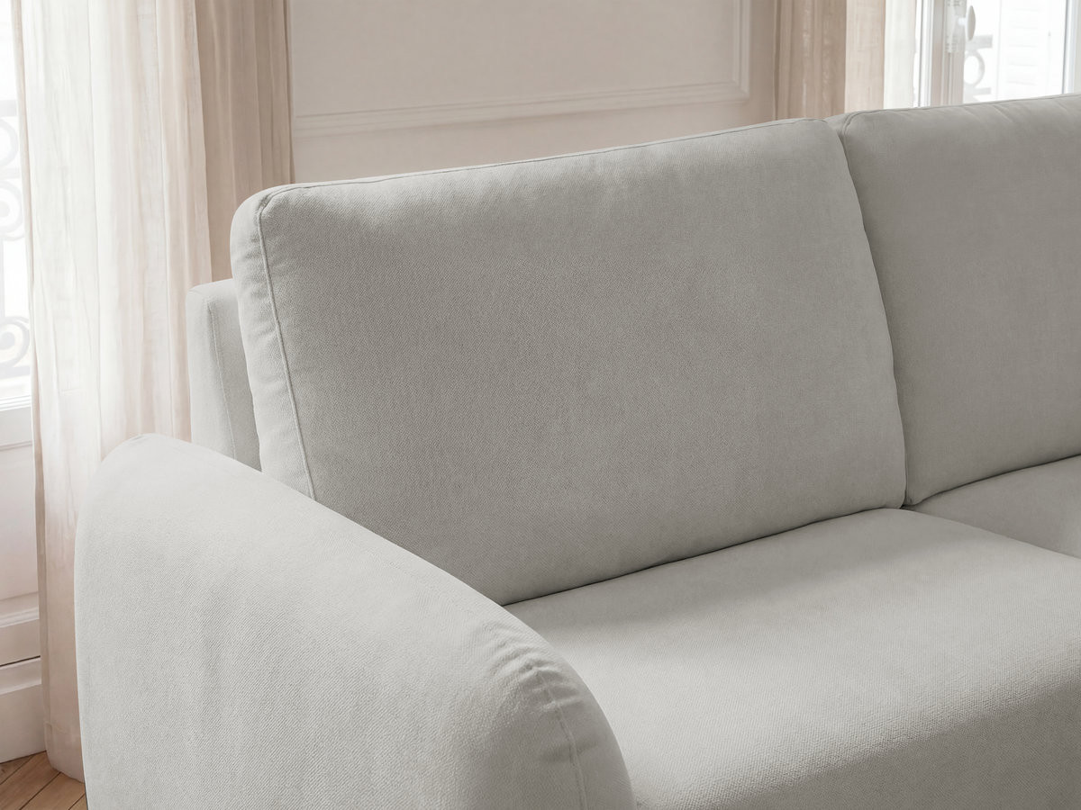 Bobochic Kenan Schlafsofa 3-Sitzer Stoff Hellgrau, Liegefläche 140 × 196 cm