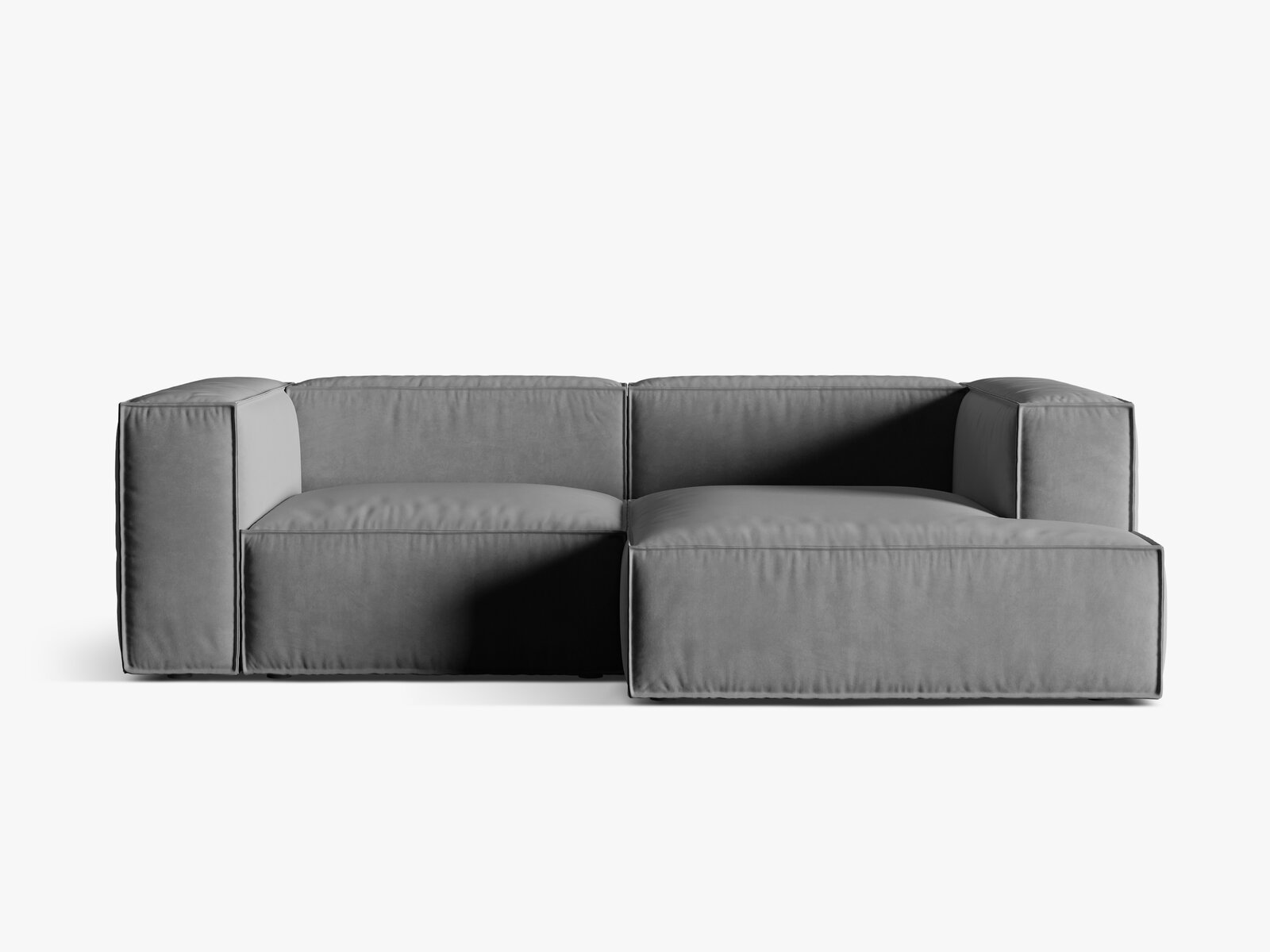 Micadoni Ecksofa Nuria 3-Sitzer Rechts Samt Grau
