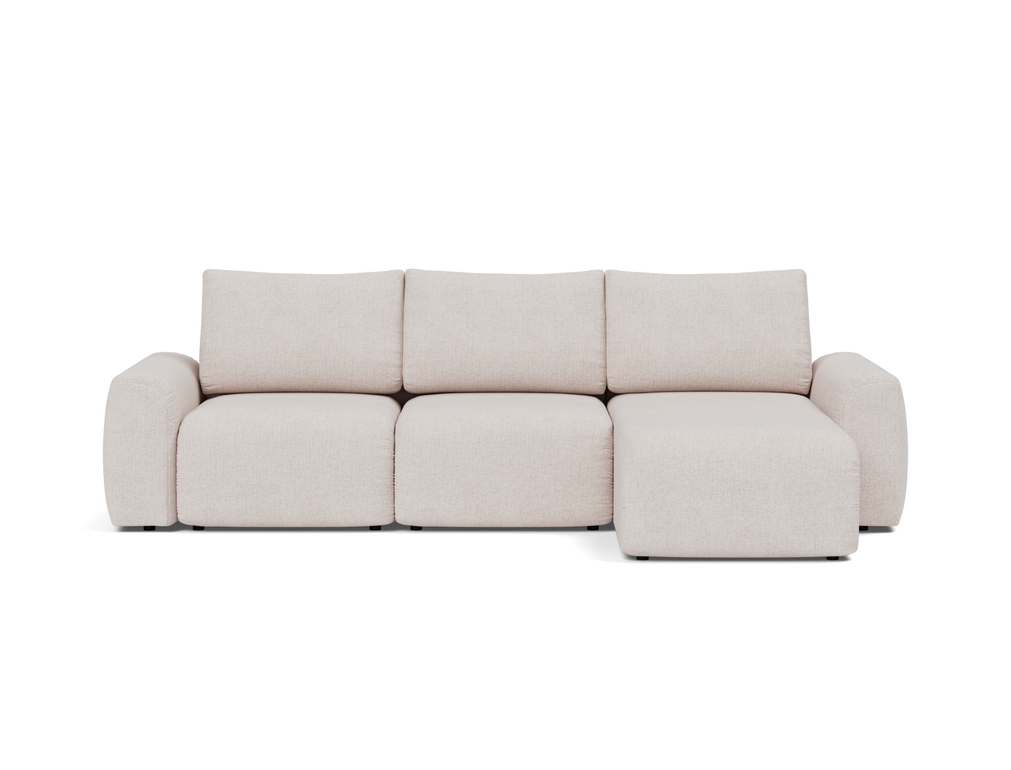 Schlafsofa Norum mit Chaiselongue und Chunky-Armlehnen Strukturierter Stoff Weda 300-Weda-Sand