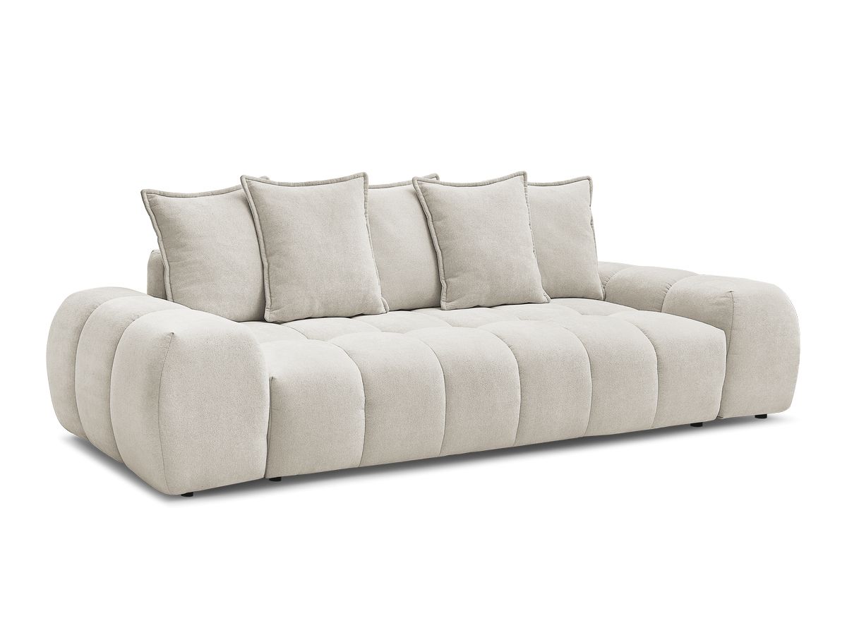 Bobochic Everest Schlafsofa 3-Sitzer mit Bettkasten, 5 Kissen Strukturstoff Beige