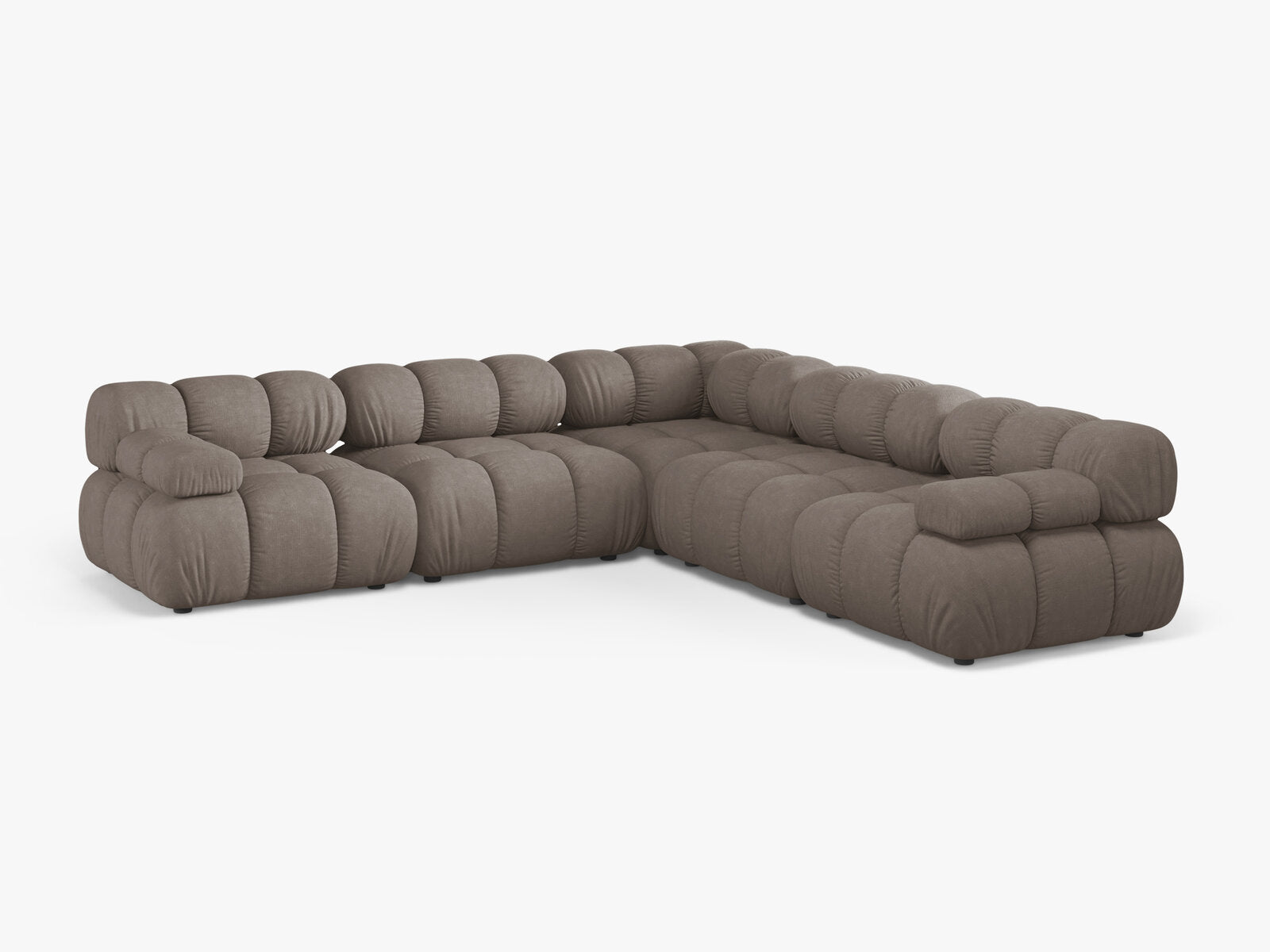 Micadoni Symmetrisches Ecksofa Bellis 5-Sitzer Strukturierter Stoff Liberty Cappuccino