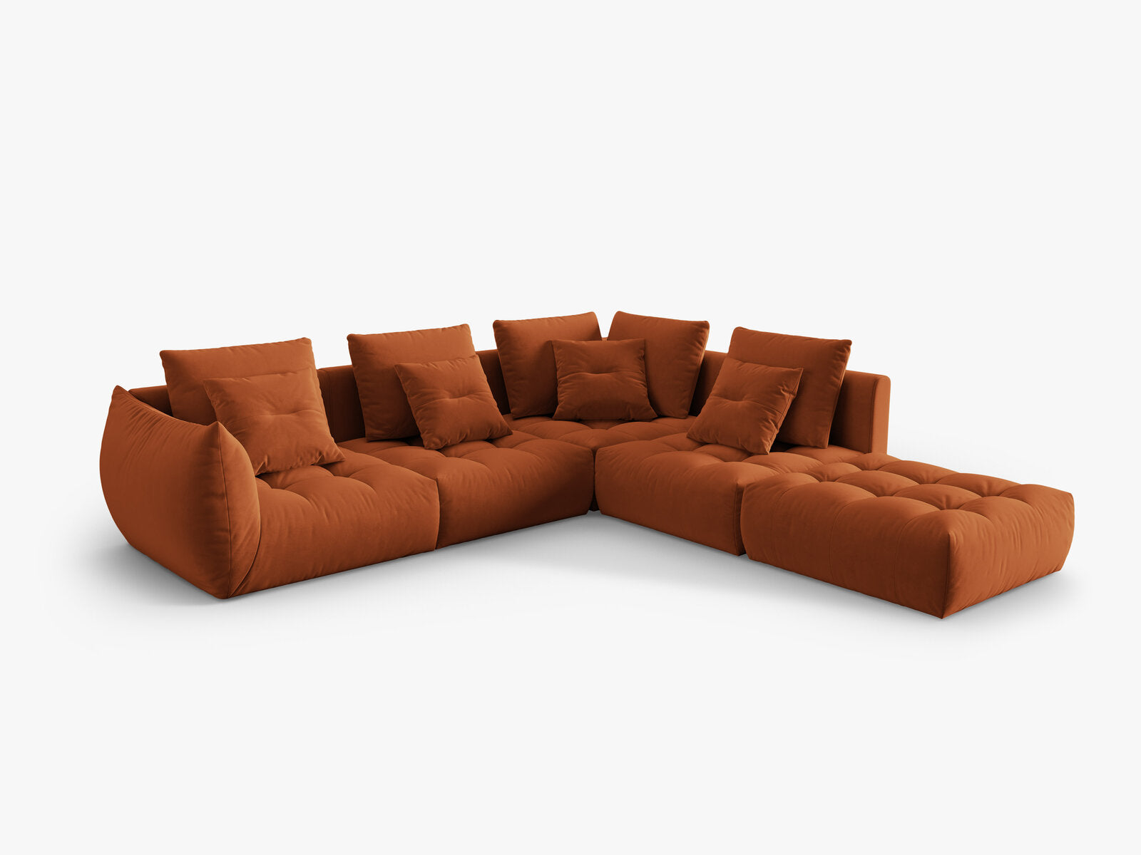 Micadoni Ecksofa Bloom 5-Sitzer Rechts Samt Terrakotta