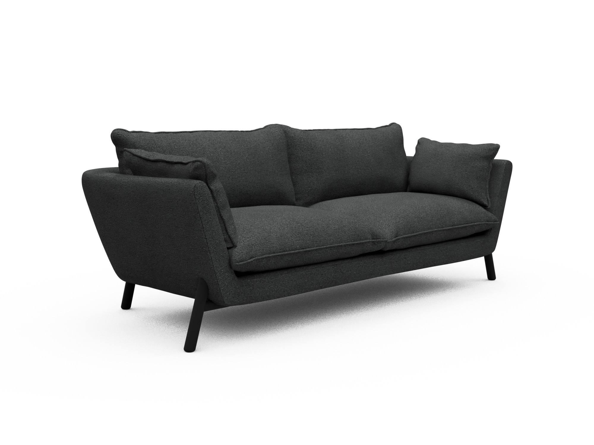 Skandi Home Sofa Emil Soft 3-Sitzer Beinfarbe Eiche Schwarz Boucle-Charcoal moebelfaktor