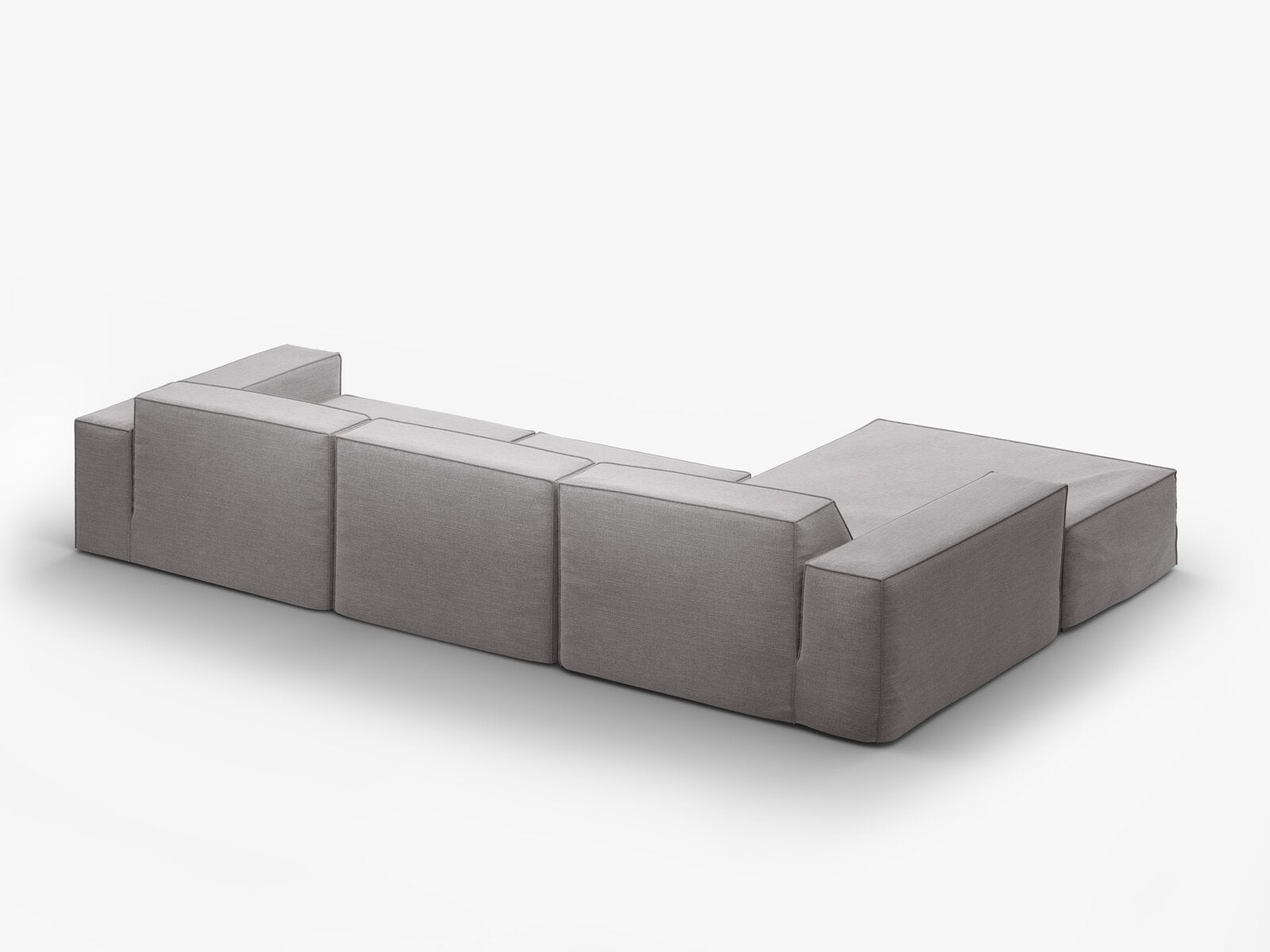 Micadoni Ecksofa Jodie 4-Sitzer Links Strukturierter Stoff Lins Warmes Grau