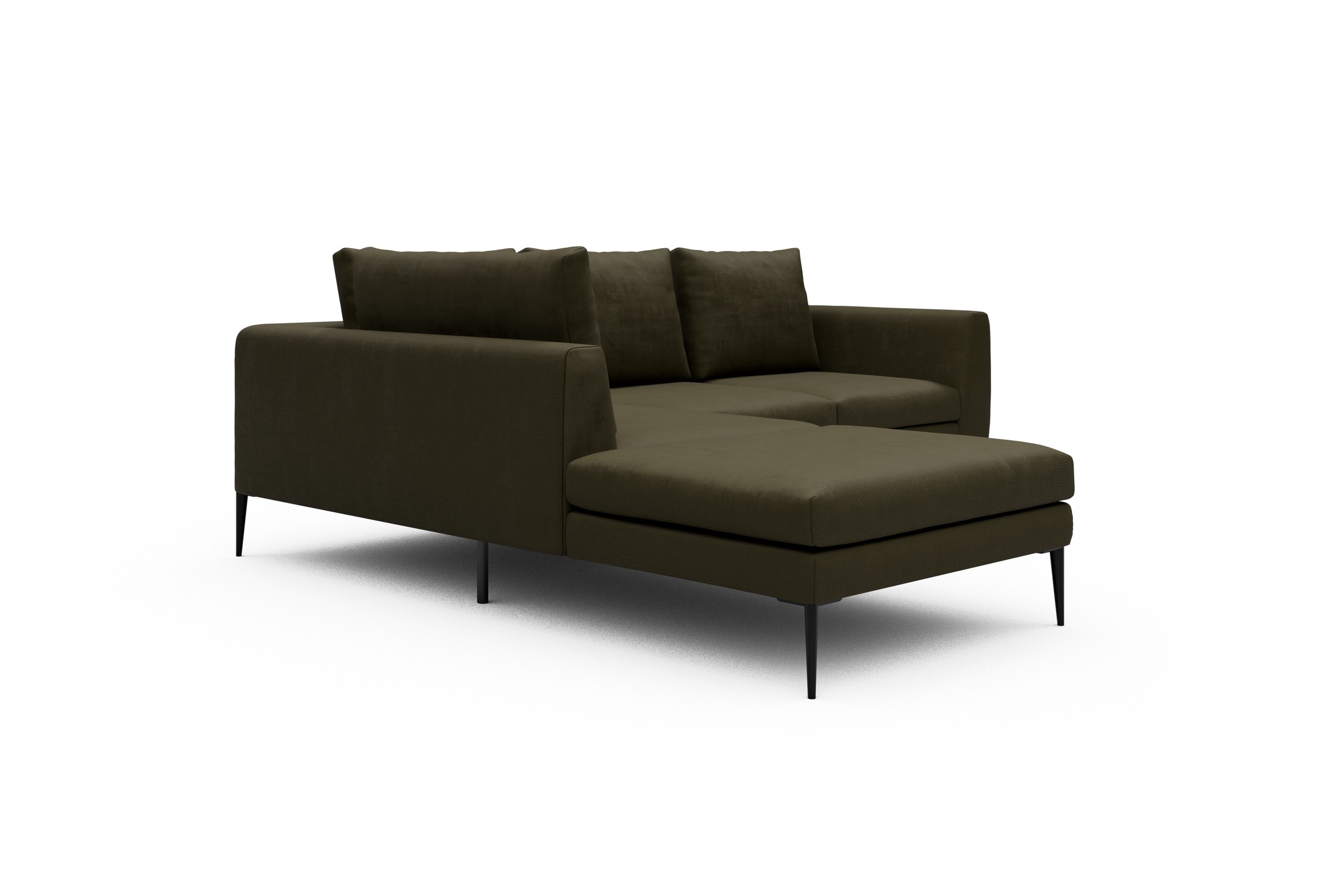 Ecksofa Paul Relax-Ecke links mit 2-Sitzer Cordufine-Pine-Green