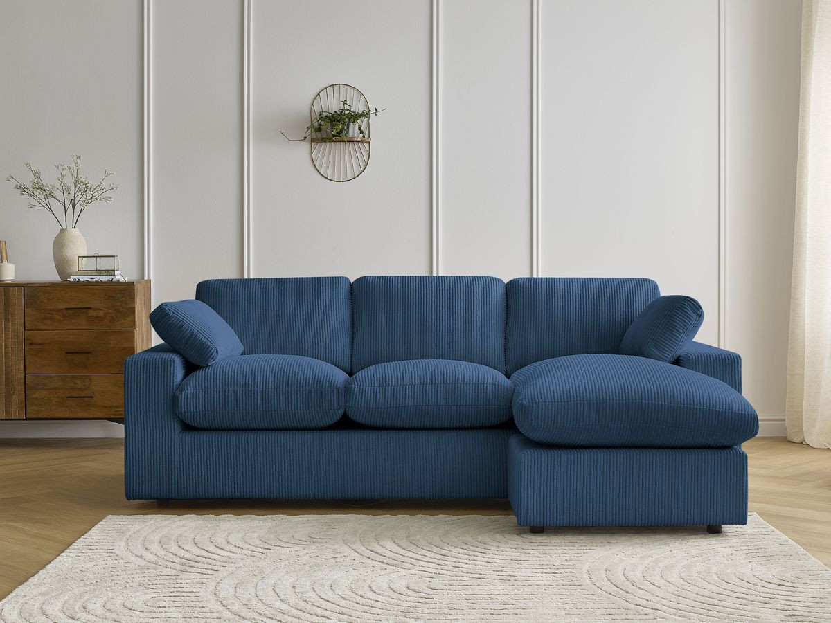 Bobochic Belair Ecksofa 220 × 139 cm Cordsamt Dunkelblau