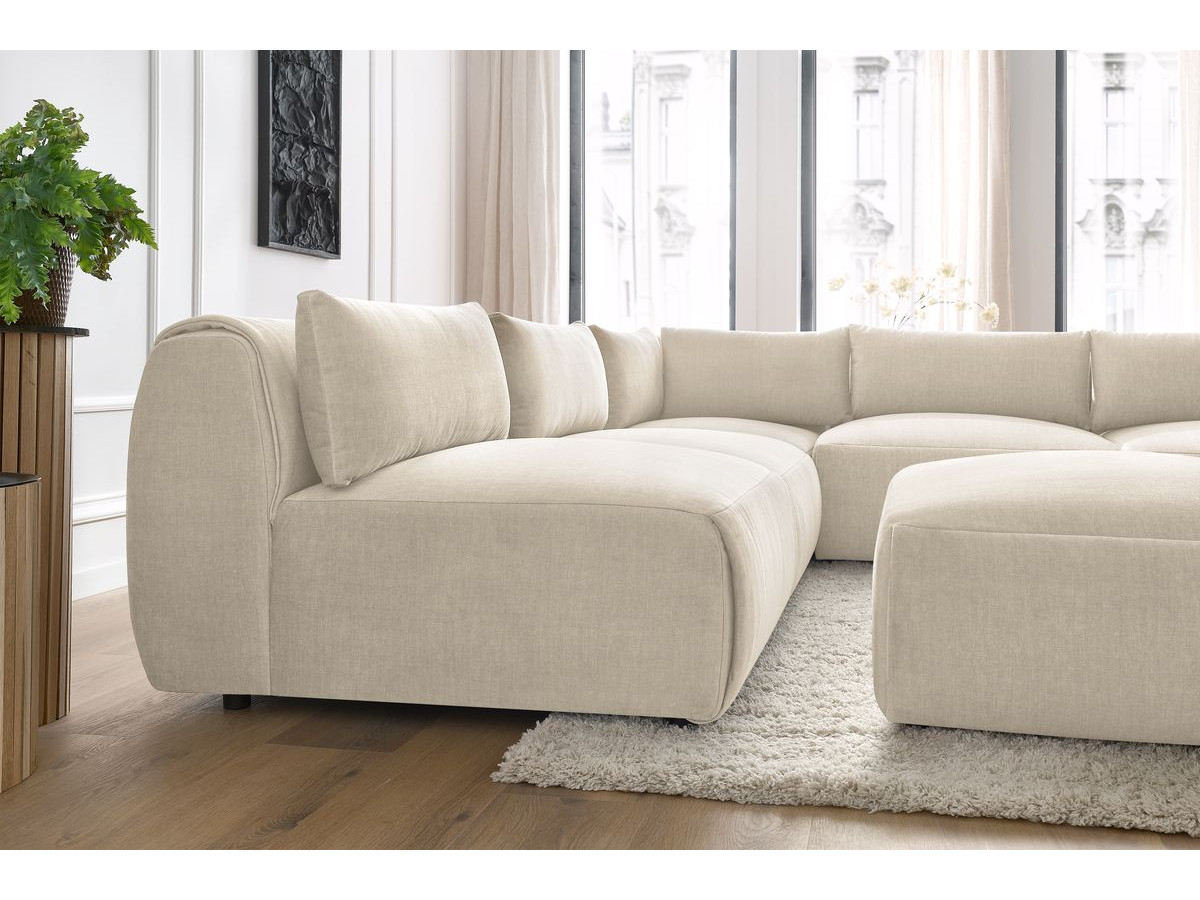 Bobochic Jeanne Ecksofa mit Pouf Samt Beige