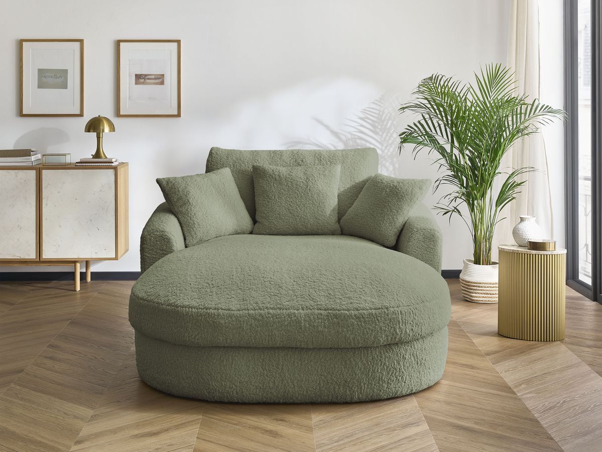 Bobochic Belem Méridienne-Modul Bouclé-Stoff Grün