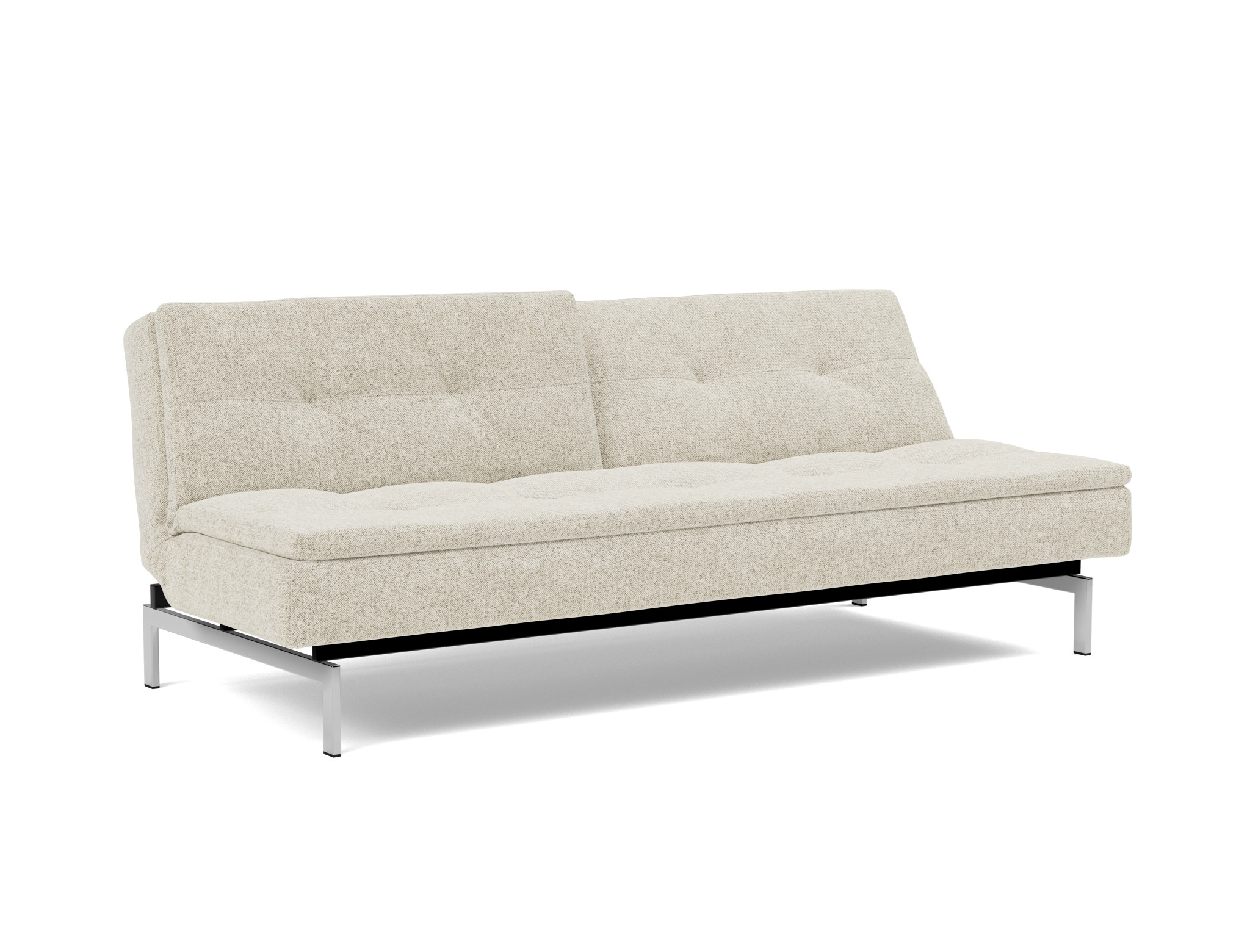 Schlafsofa Dublexo Strukturierter Stoff Taura 357-Off-White Beine Chrom