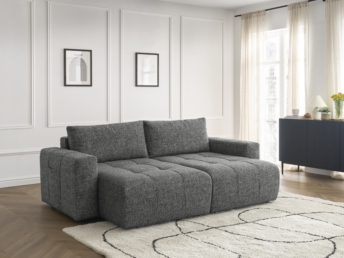 Bobochic Arsene Sofa 4-Sitzer Melange-Stoff Dunkelgrau