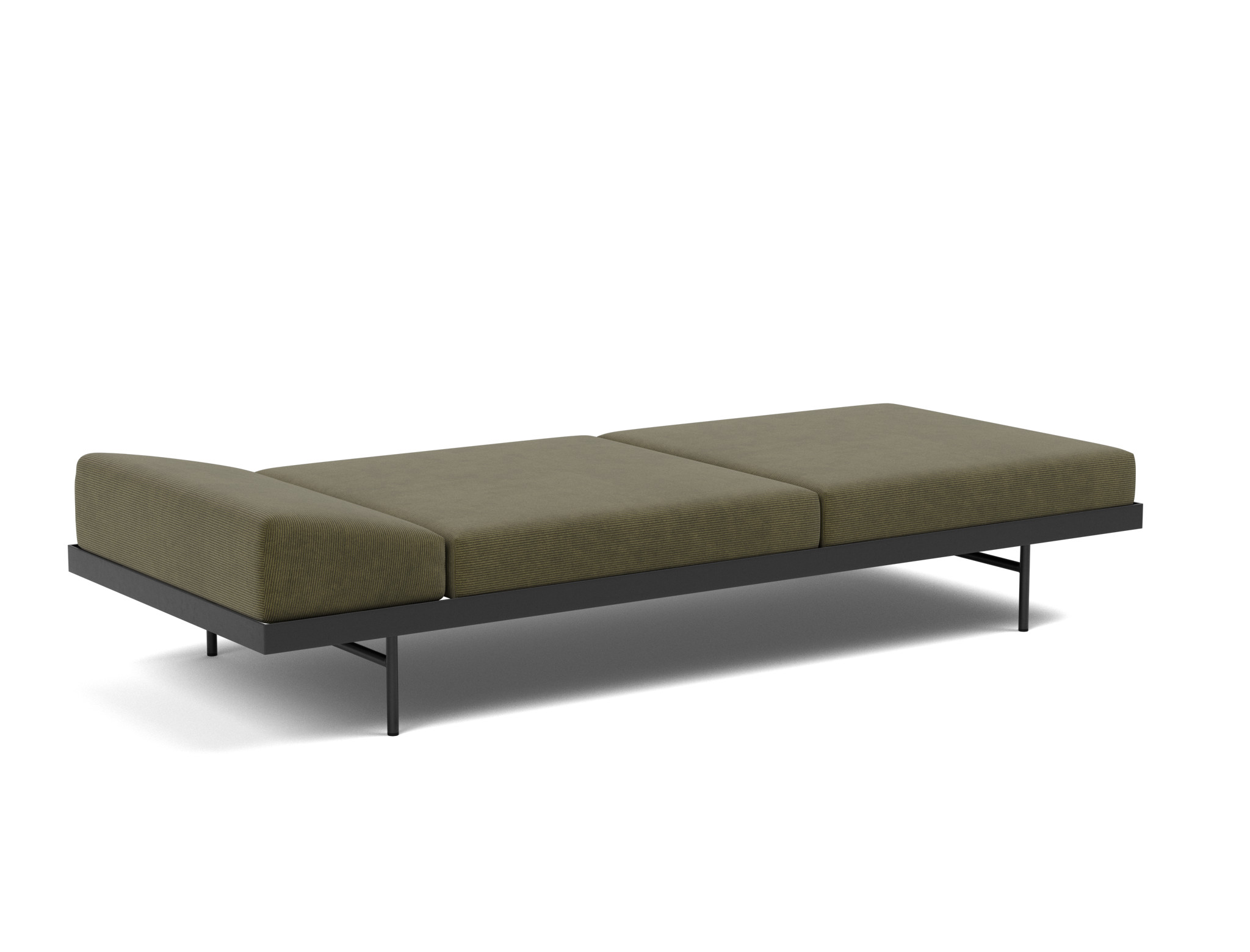 Tagesbett Puri Kord Cordufine 316-Pine-Green Beine mit Nussbaumtisch