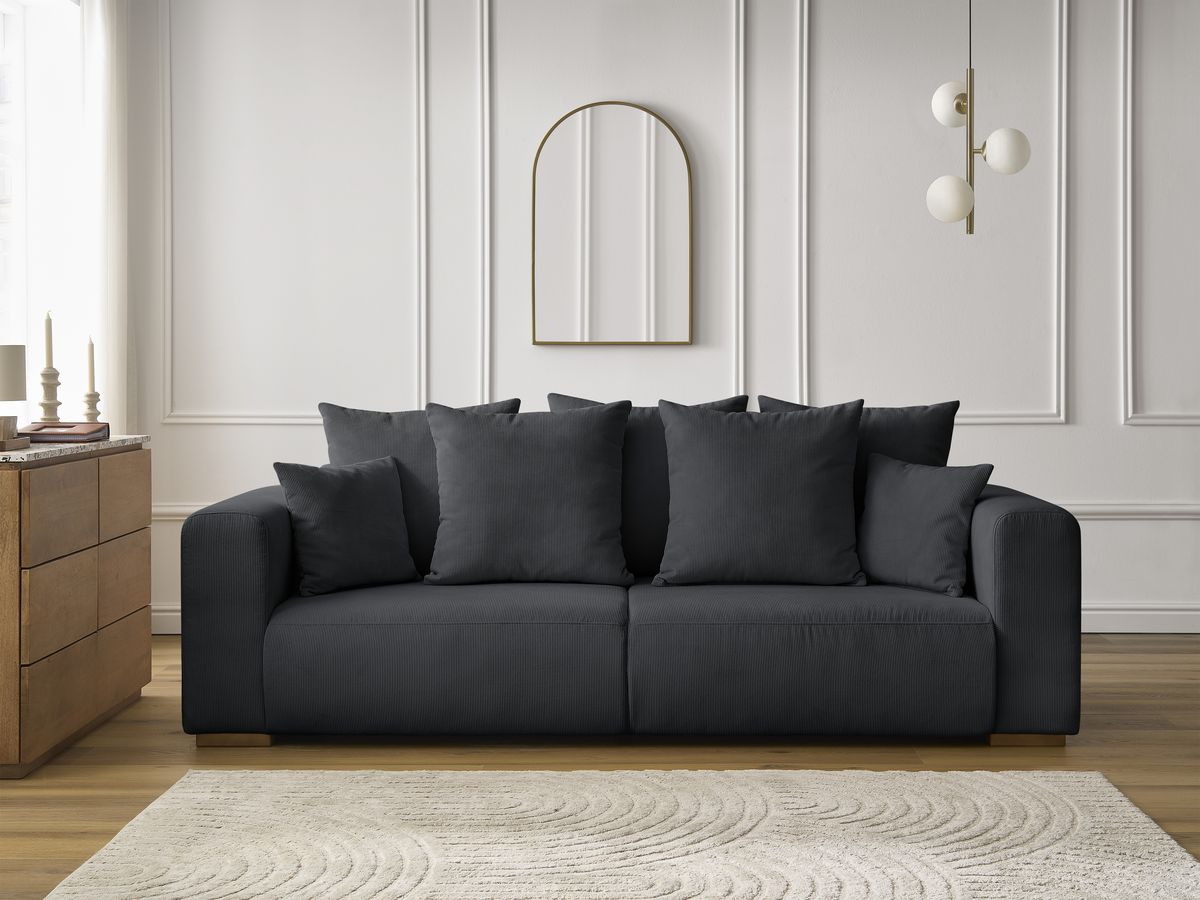 Bobochic Sidonie Sofa 3-Sitzer Cordsamt Schwarz