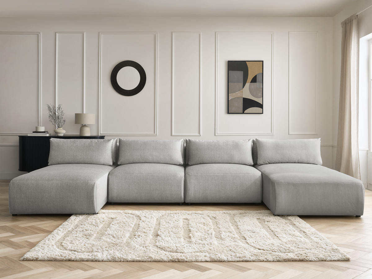 Bobochic Jana Wohnlandschaft Samt Hellgrau