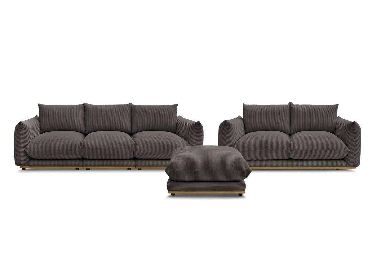 Bobochic Ernest Sofa 5-Sitzer mit Pouf Cordsamt Taupe