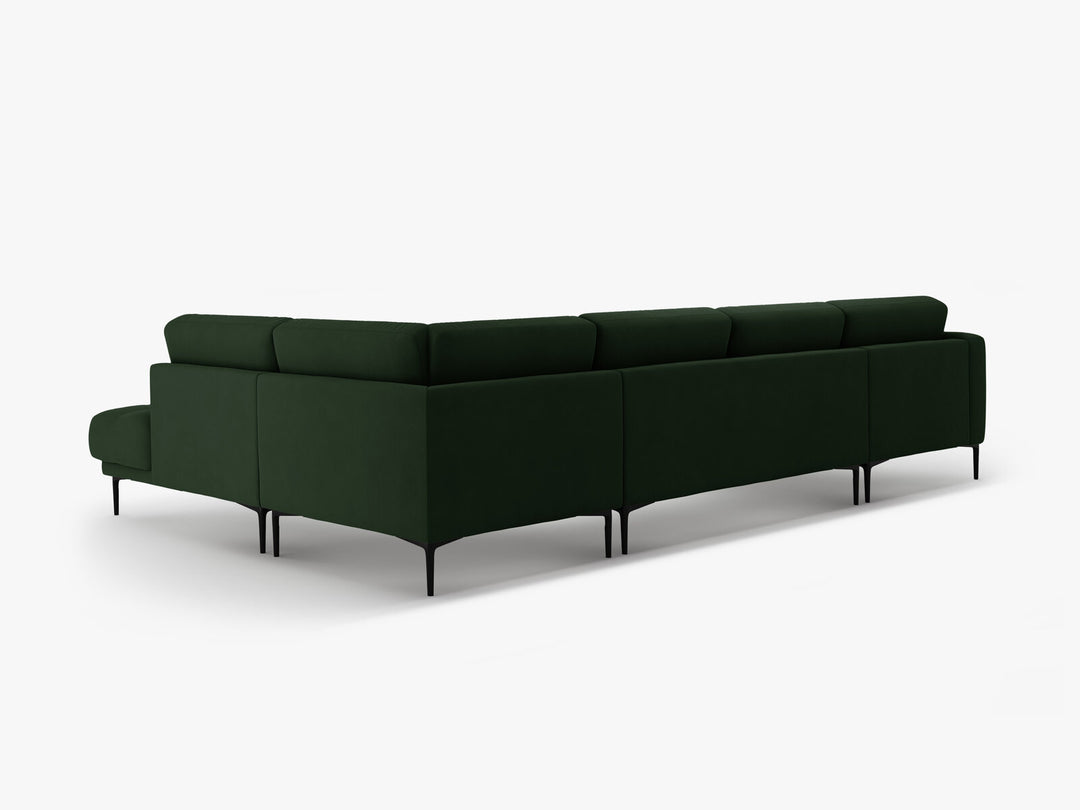 Micadoni Panorama Ecksofa Bemy 7-Sitzer Rechts Samt Flaschengrün