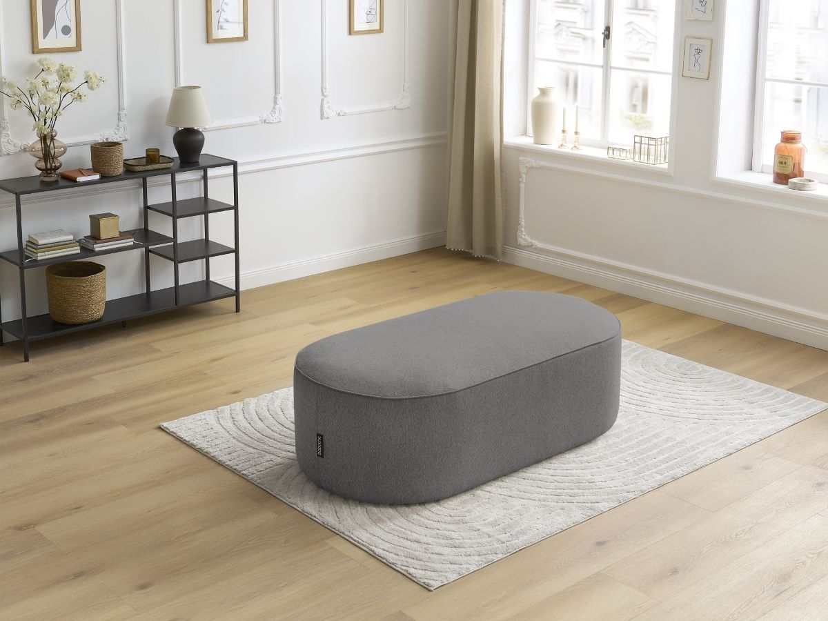 Bobochic Rousseau Pouf Melange-Stoff Dunkelgrau