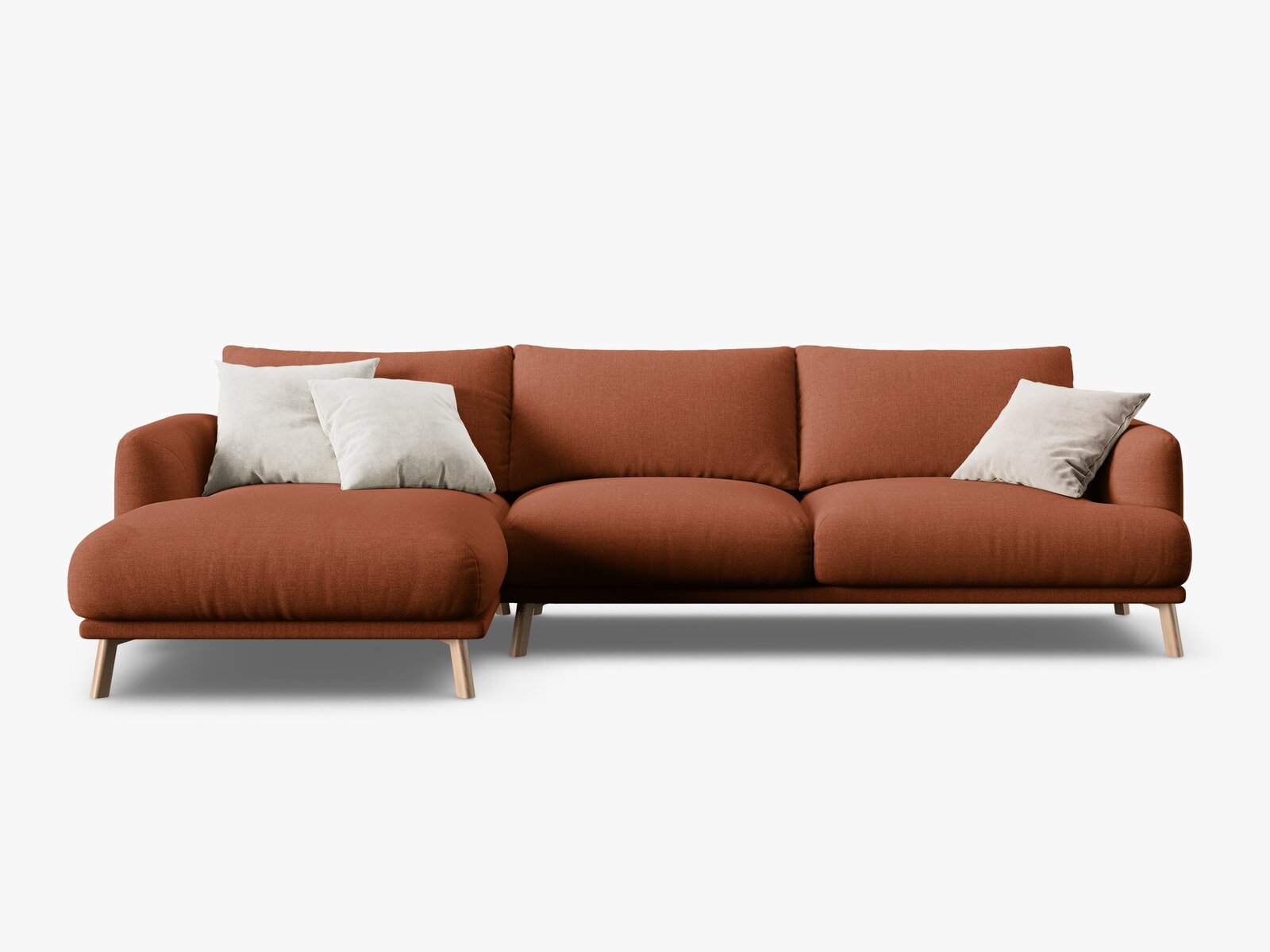 Micadoni Ecksofa Naomi 4-Sitzer Links Strukturierter Stoff Liberty Ziegel