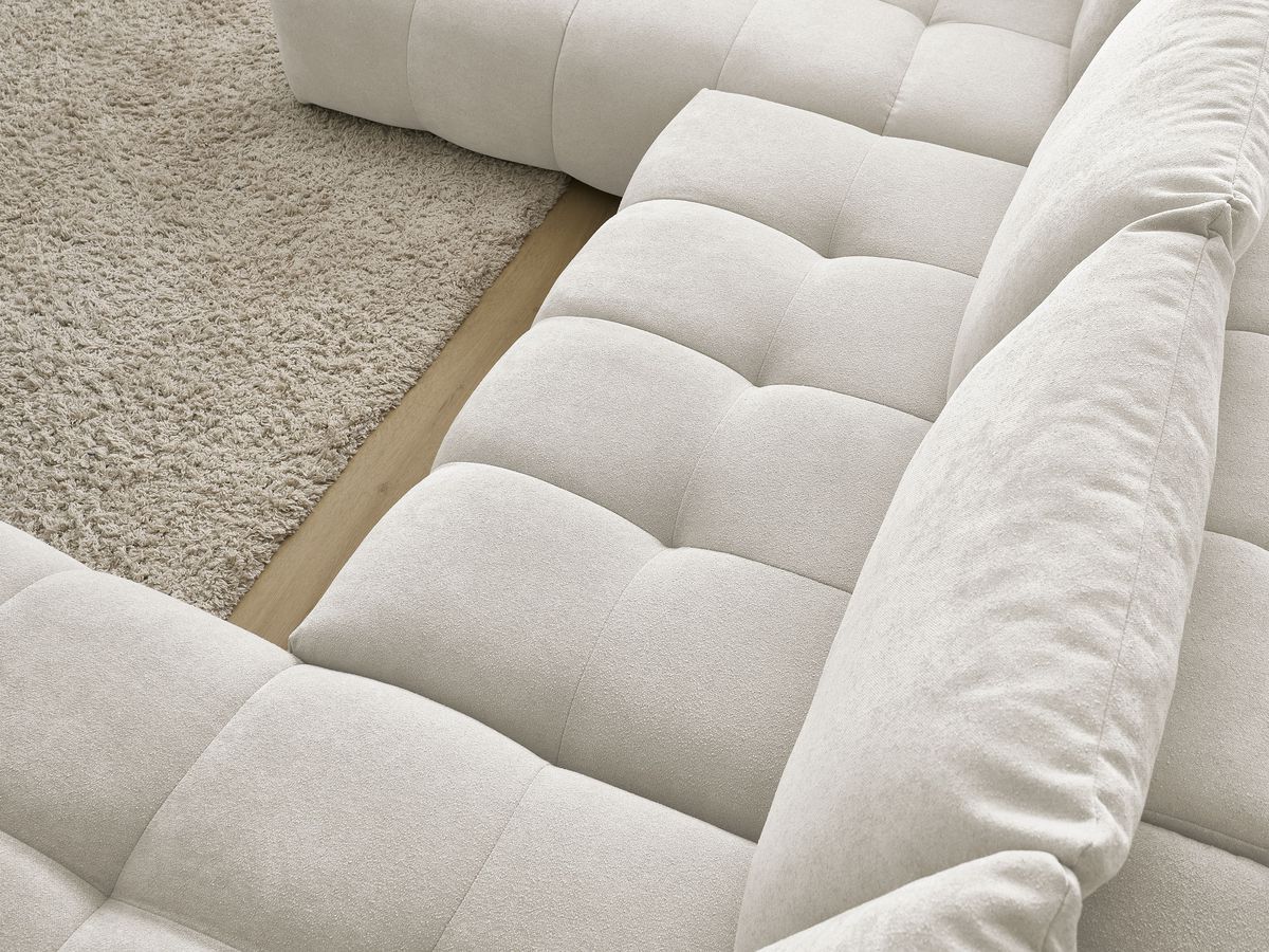 Bobochic Everest Wohnlandschaft, 6 Kissen Strukturstoff Weiß Ecke rechts