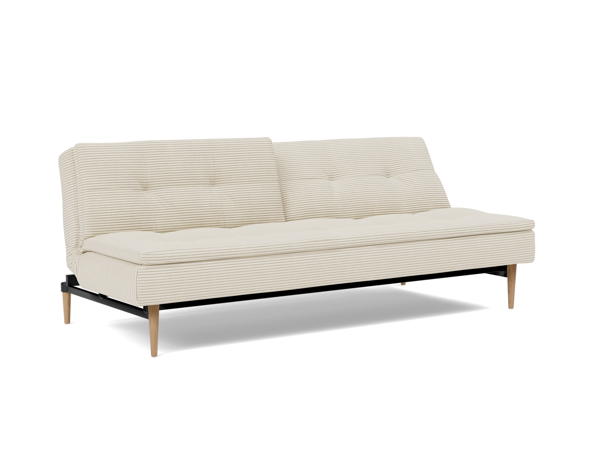 Schlafsofa Dublexo Kord Corduroy 594-Ivory Beine Styletto Eiche hell