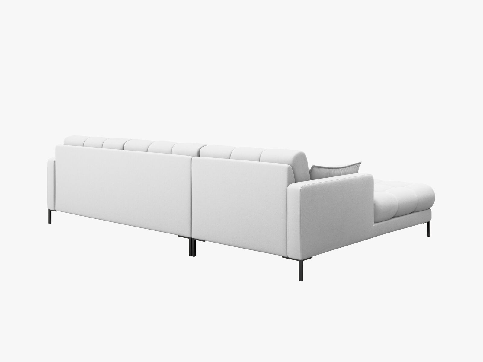 Micadoni Ecksofa Mamaia 5-Sitzer Links Strukturierter Stoff Neve Hellgrau schwarze Beine