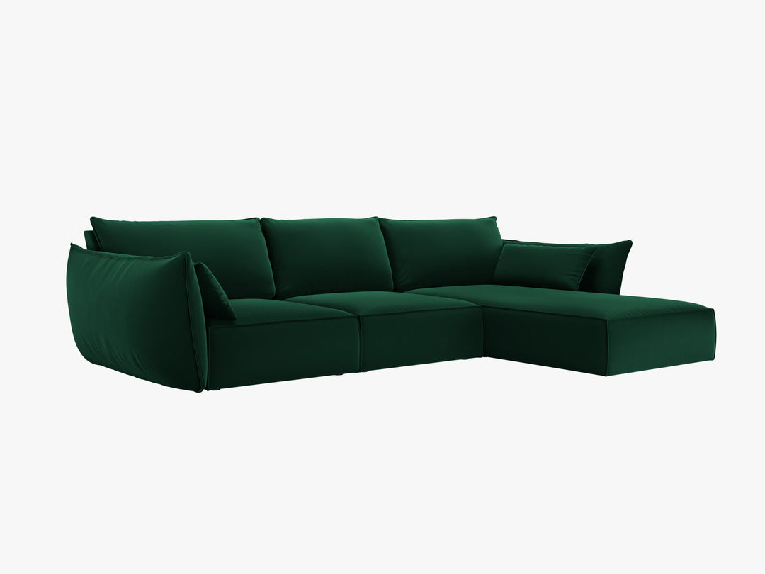 Micadoni Ecksofa Kaelle 4-Sitzer Rechts Samt Bluvel Flaschengrün