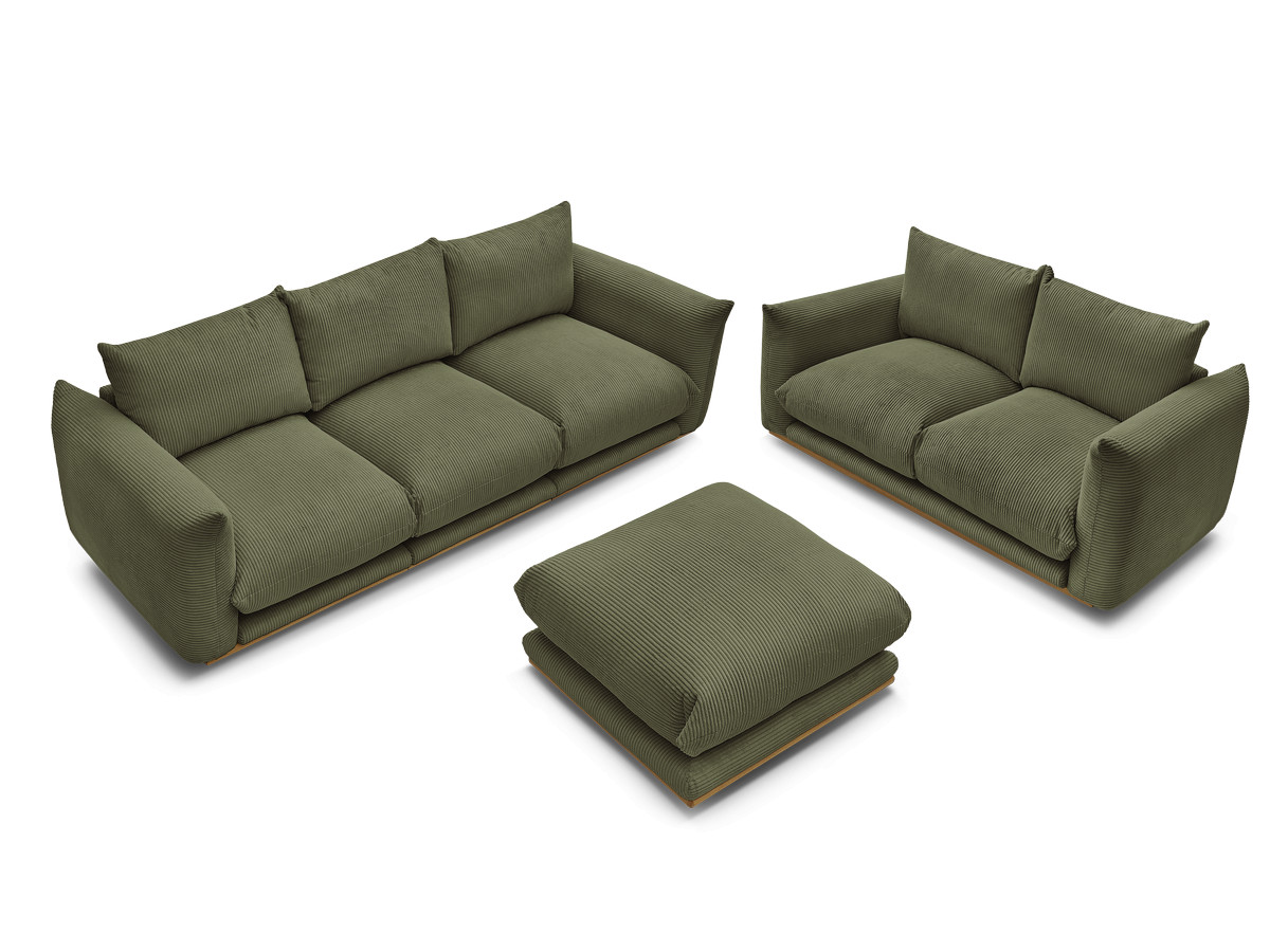 Bobochic Ernest Sofa 5-Sitzer mit Pouf Cordsamt Grün