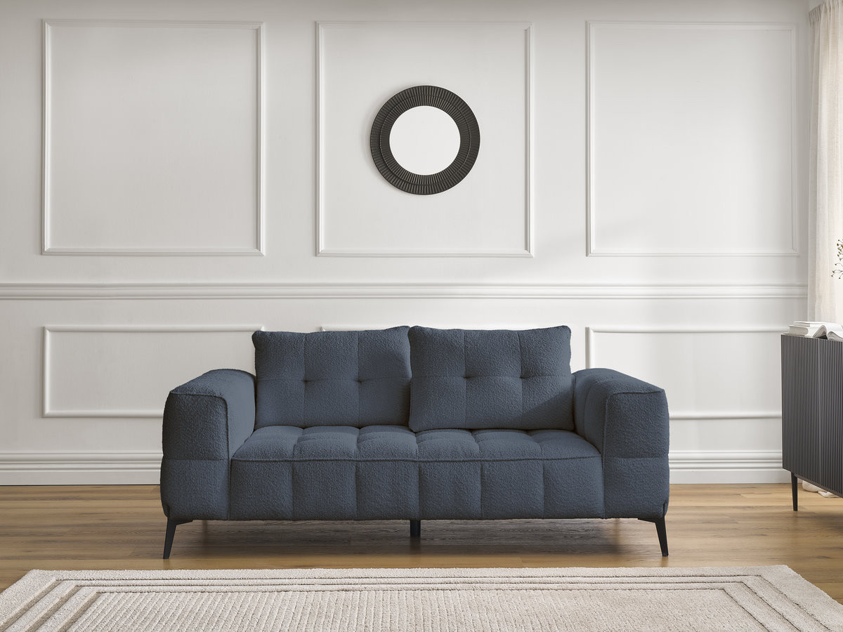 Bobochic Anis Sofa 2-Sitzer Bouclé-Stoff Dunkelblau
