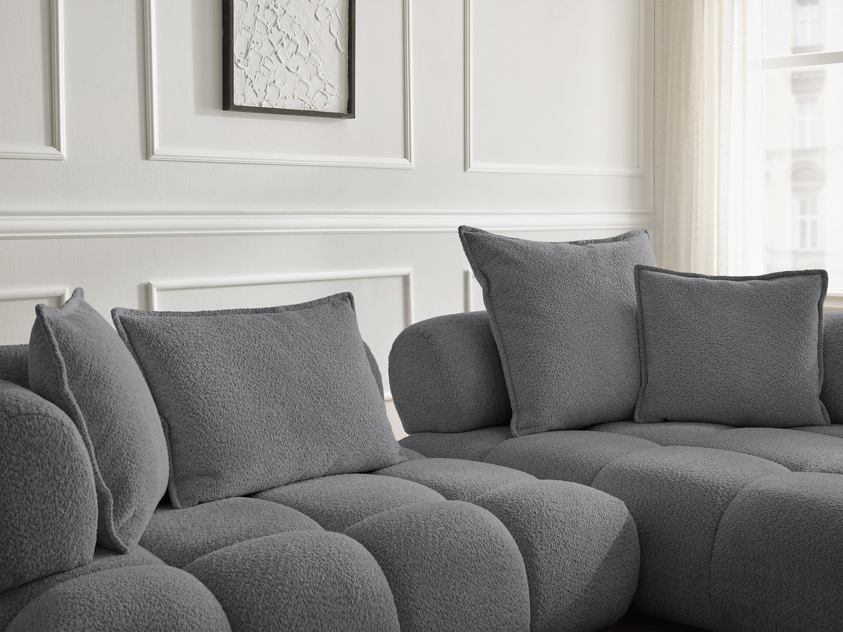 Bobochic Alya Ecksofa Bouclé-Stoff Dunkelgrau Ecke rechts
