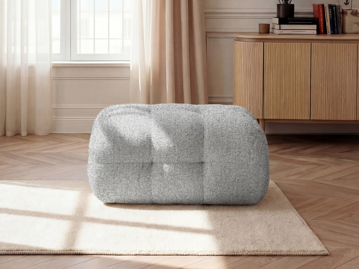 Bobochic Laura Pouf 98 × 62 cm Melange-Stoff Hellgrau