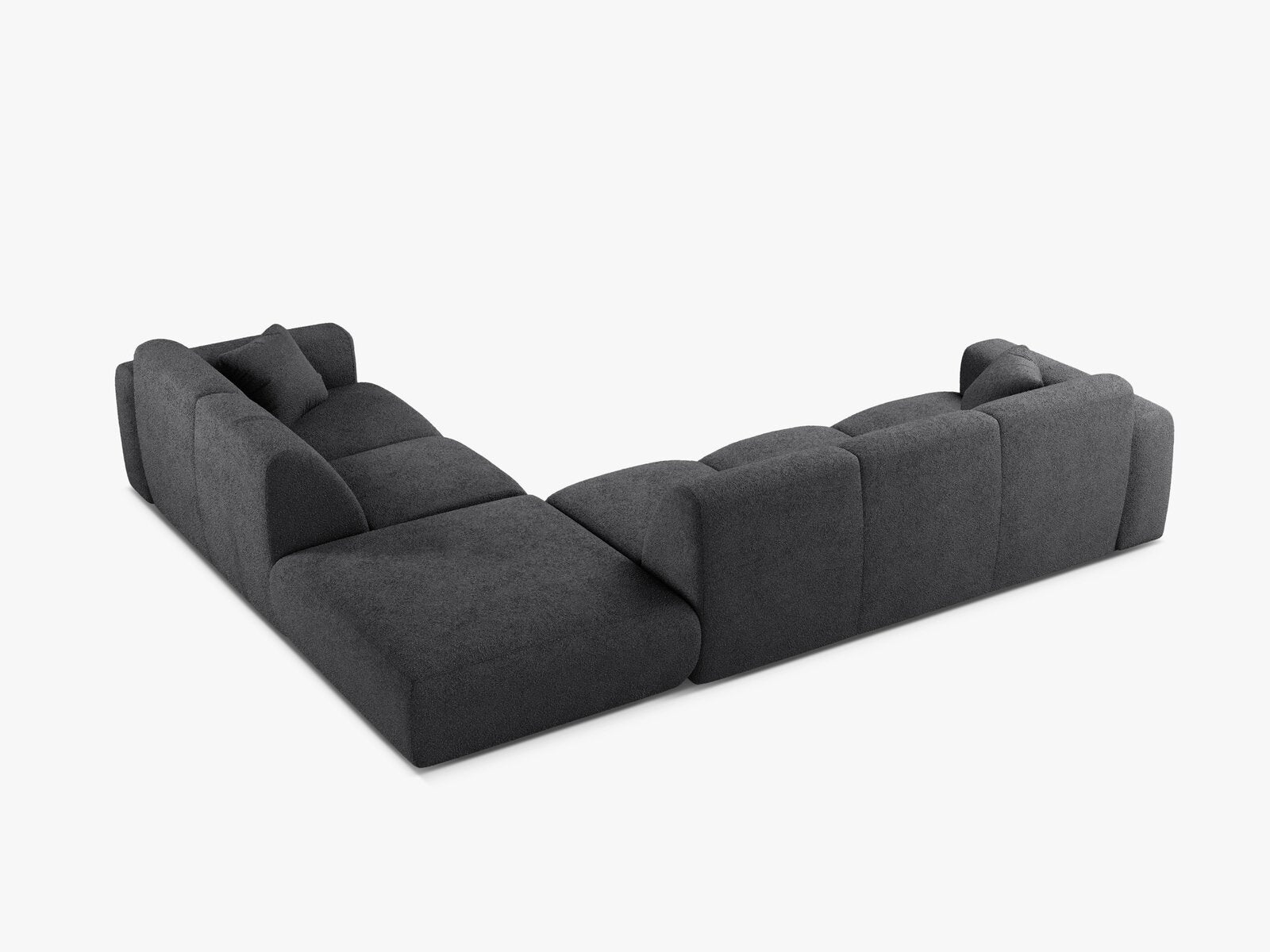 Micadoni Ecksofa Molino 6-Sitzer Rechts Boucle Baloo Dunkelgrau