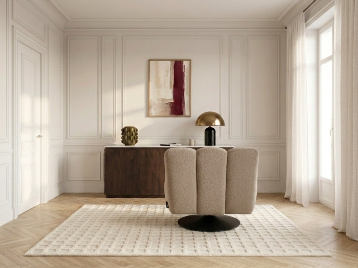 Bobochic Janissaire Sessel 79 × 89 cm Bouclé-Stoff Beige