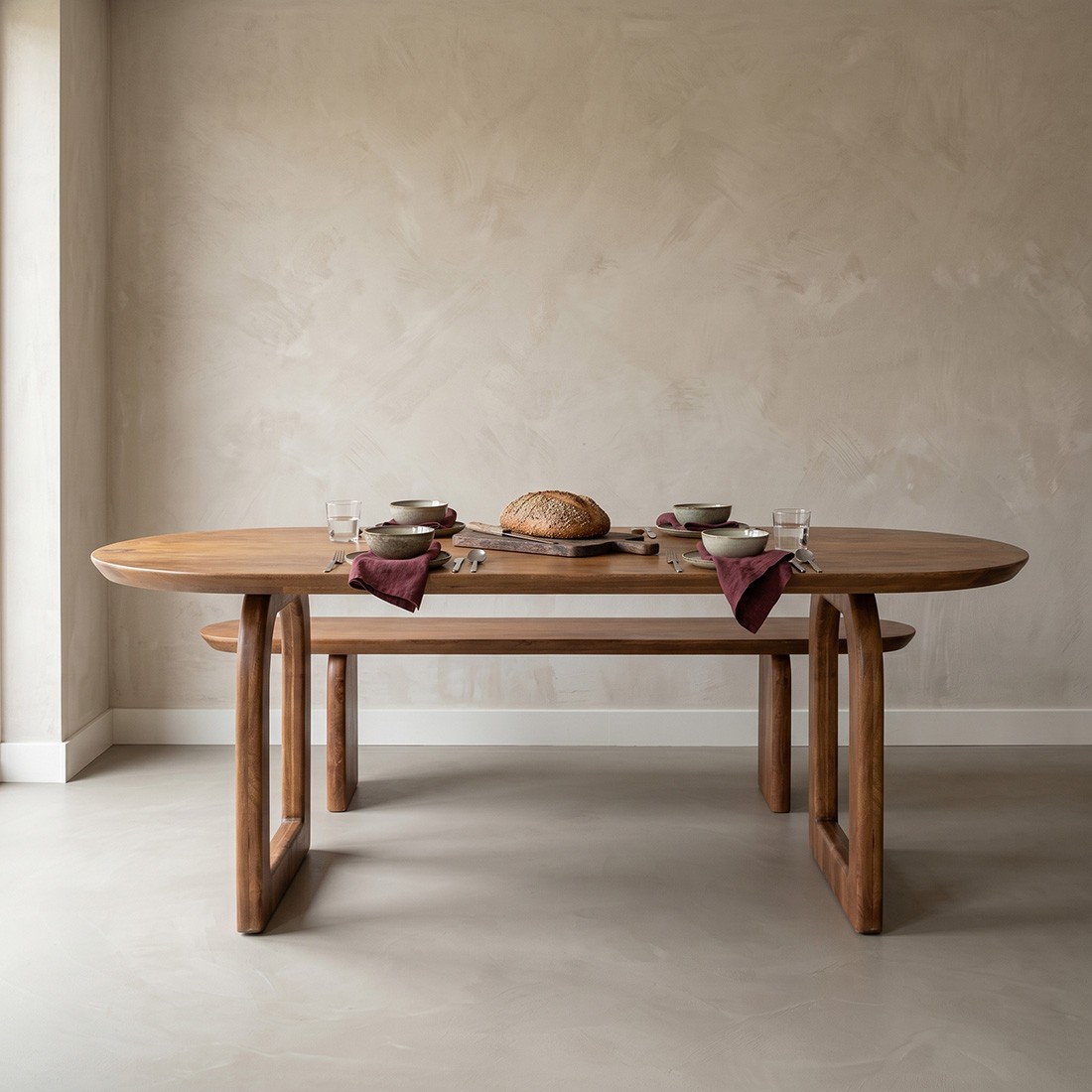 Raw Materials Bullnose Esstisch braun 180cm offenes Untergestell