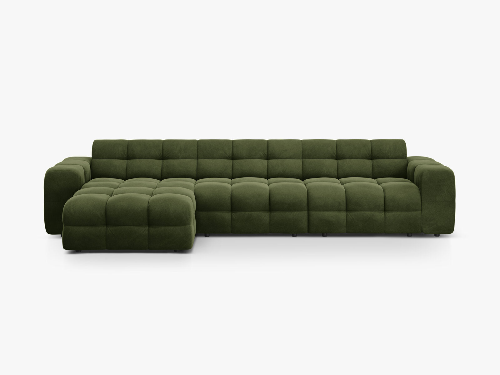 Micadoni Ecksofa Kendal 5-Sitzer Links Samt Armeegrün