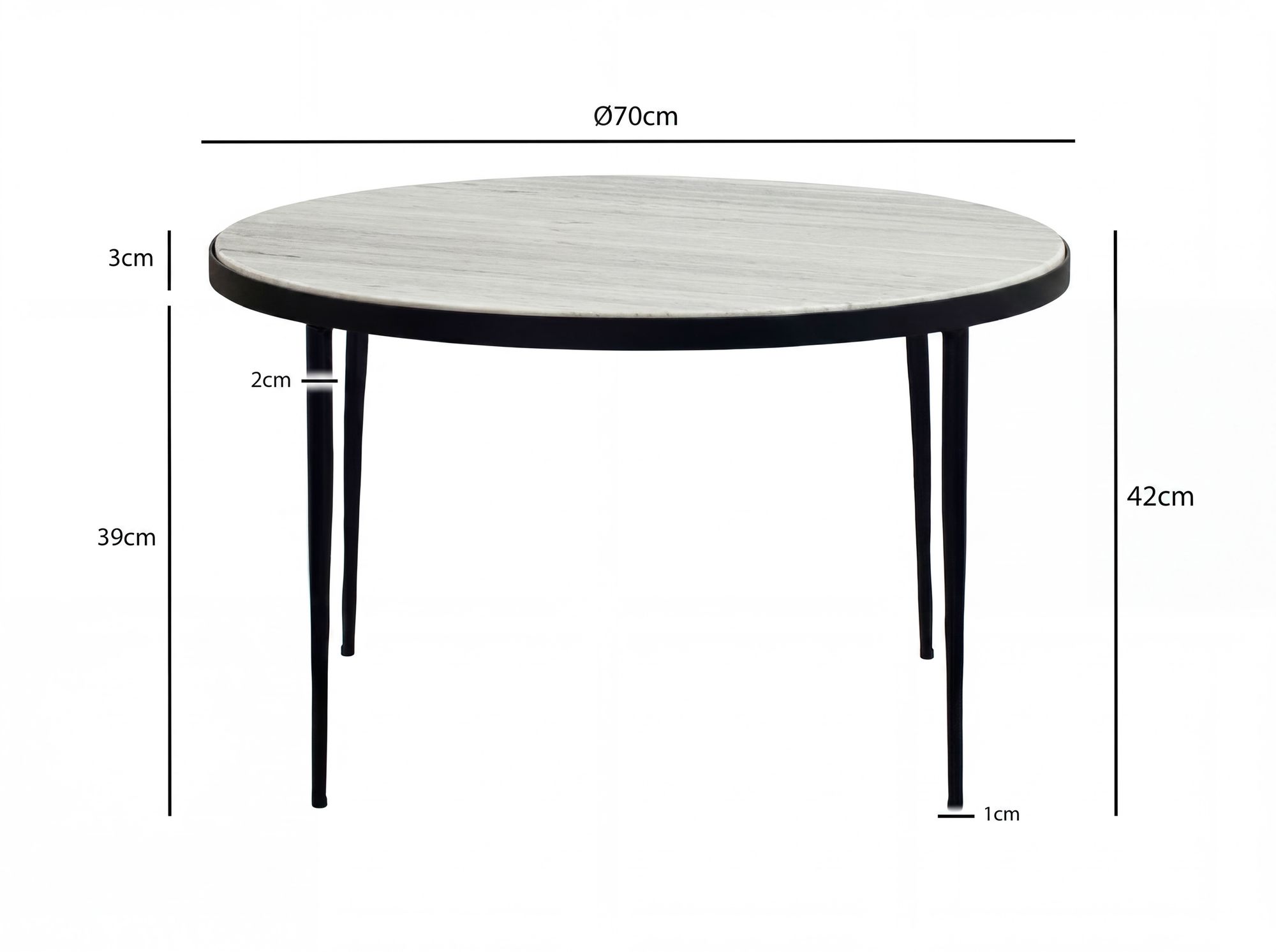 Couchtisch Stamsund Marmor Weiß Ø 70 × H 42 cm