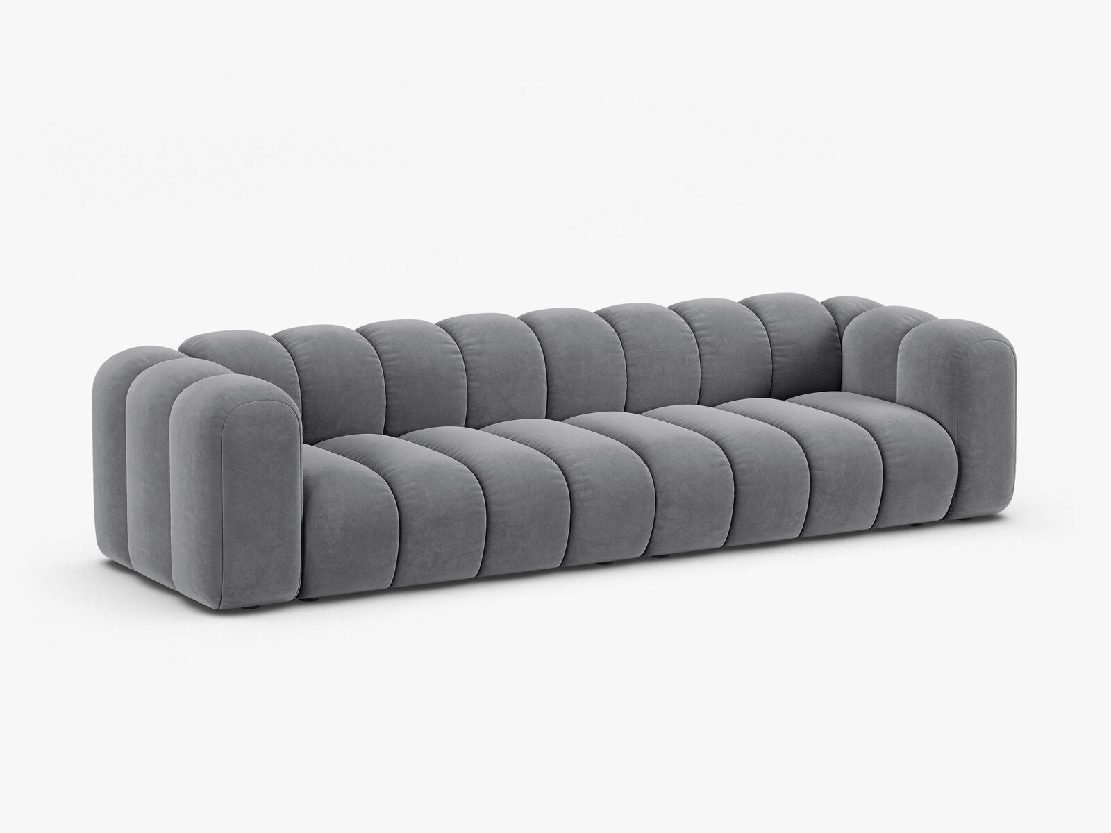 Micadoni Modulares Sofa Lupine 4-Sitzer Samt Salvador Grau