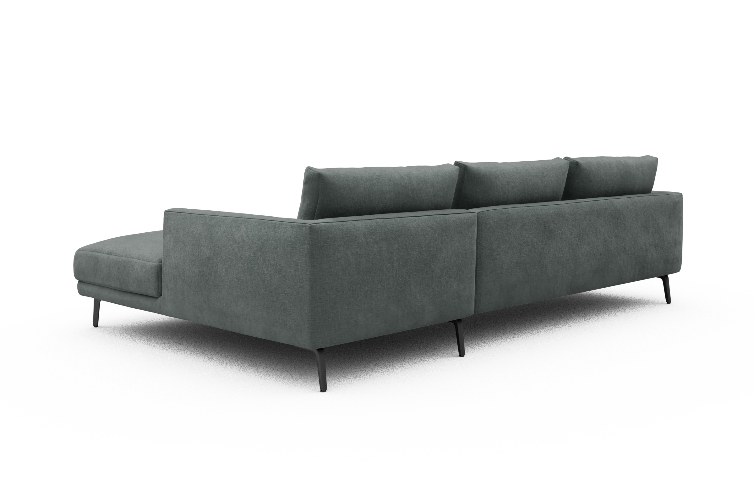 Ecksofa Karl Chaiselongue rechts mit 2,5-Sitzer Smooth-Silver-Grey