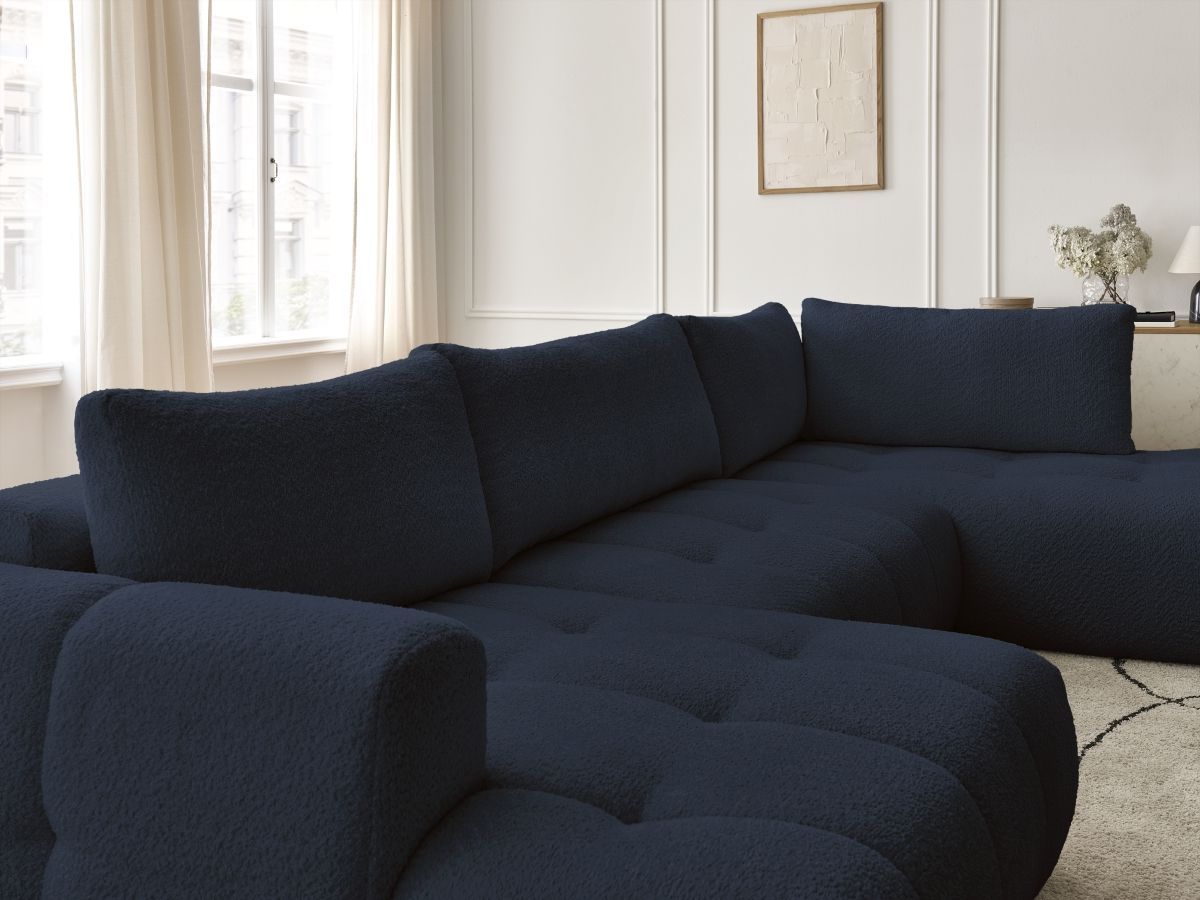 Bobochic Fuji Wohnlandschaft Bouclé-Stoff Dunkelblau Ecke links