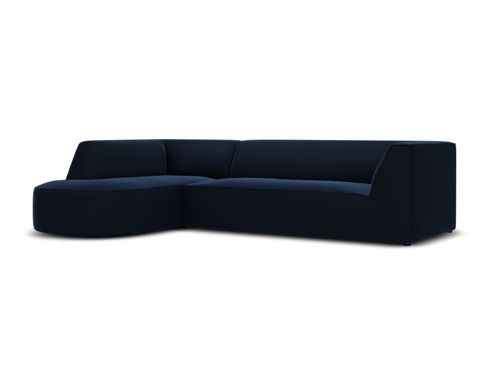Cosmopolitan Design Ecksofa Siena 4-Sitzer abgerundet Samt Salvador Königsblau Links