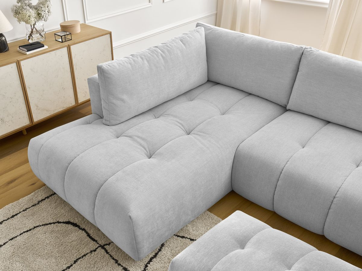 Bobochic Fuji Wohnlandschaft mit Pouf Stoff Hellgrau Ecke rechts