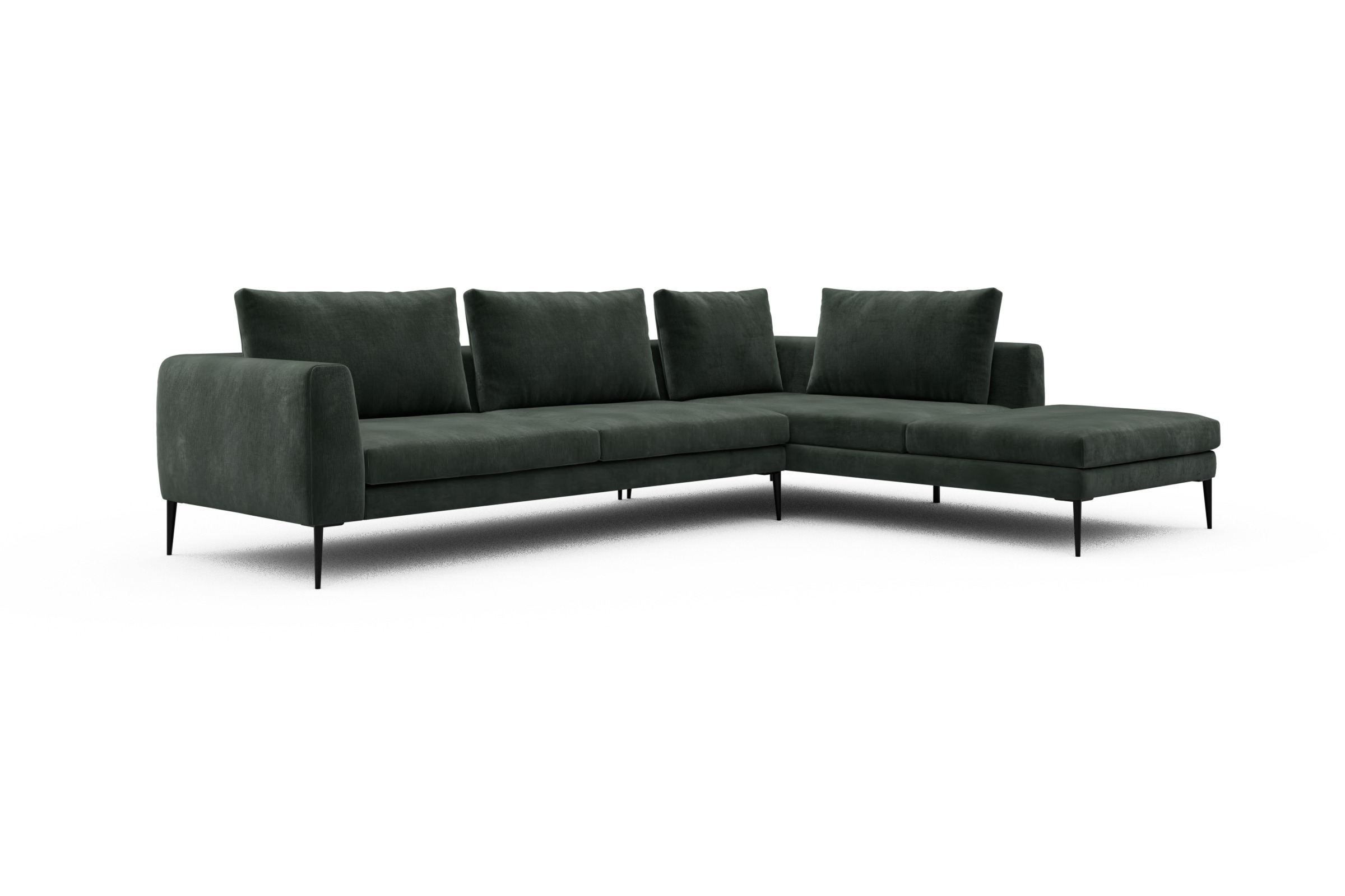 Ecksofa Paul Relax-Ecke links mit 3-Sitzer Smooth-Laurel-Green