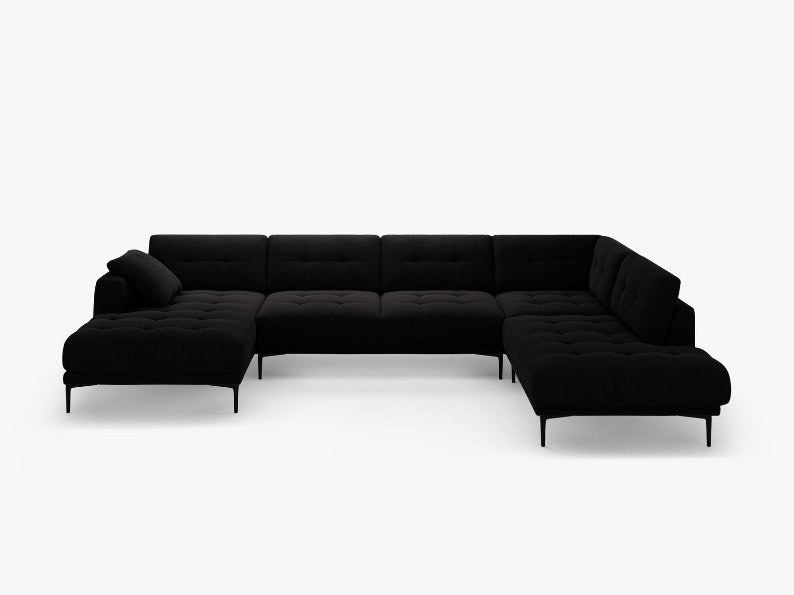 Micadoni Panorama Ecksofa Bemy 7-Sitzer Rechts Samt Schwarz