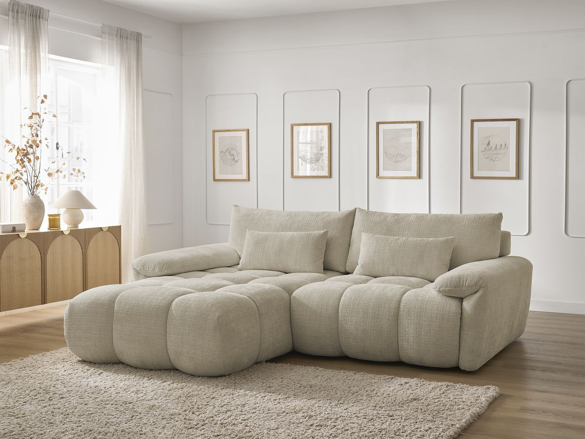Bobochic Ivane Ecksofa Strukturstoff Beige Ecke links