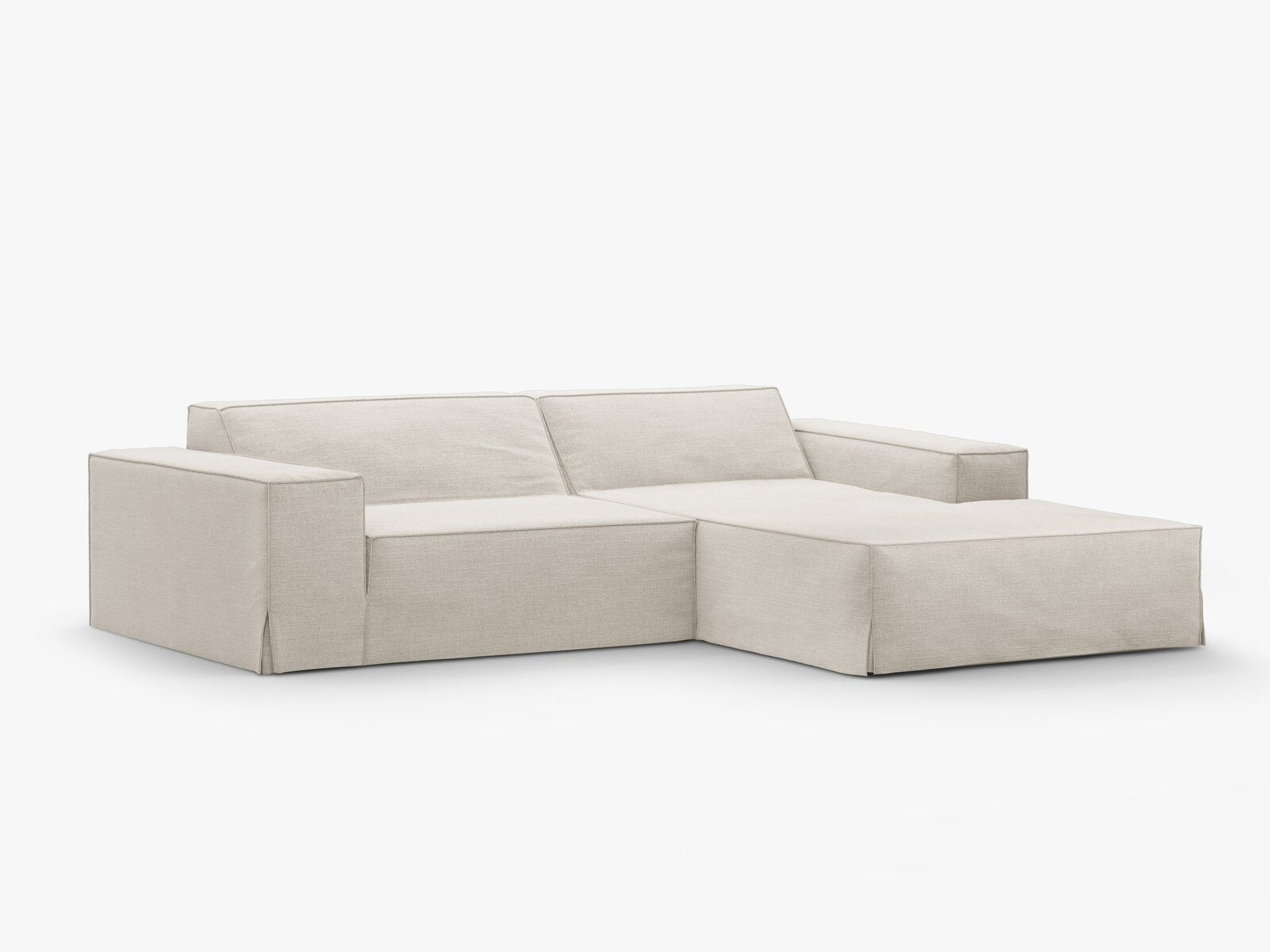 Micadoni Ecksofa Jodie 3-Sitzer Rechts Strukturierter Stoff Lins Natur